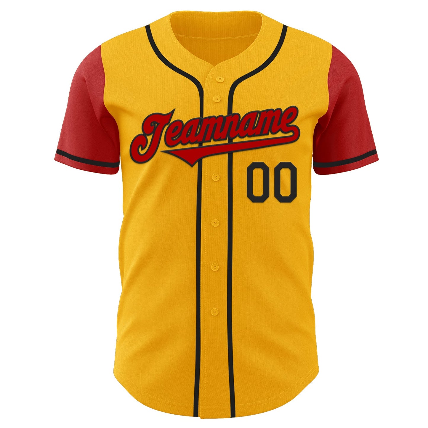 Custom Gold Red-Black Authentic Two Tone Baseball Jersey view 2
