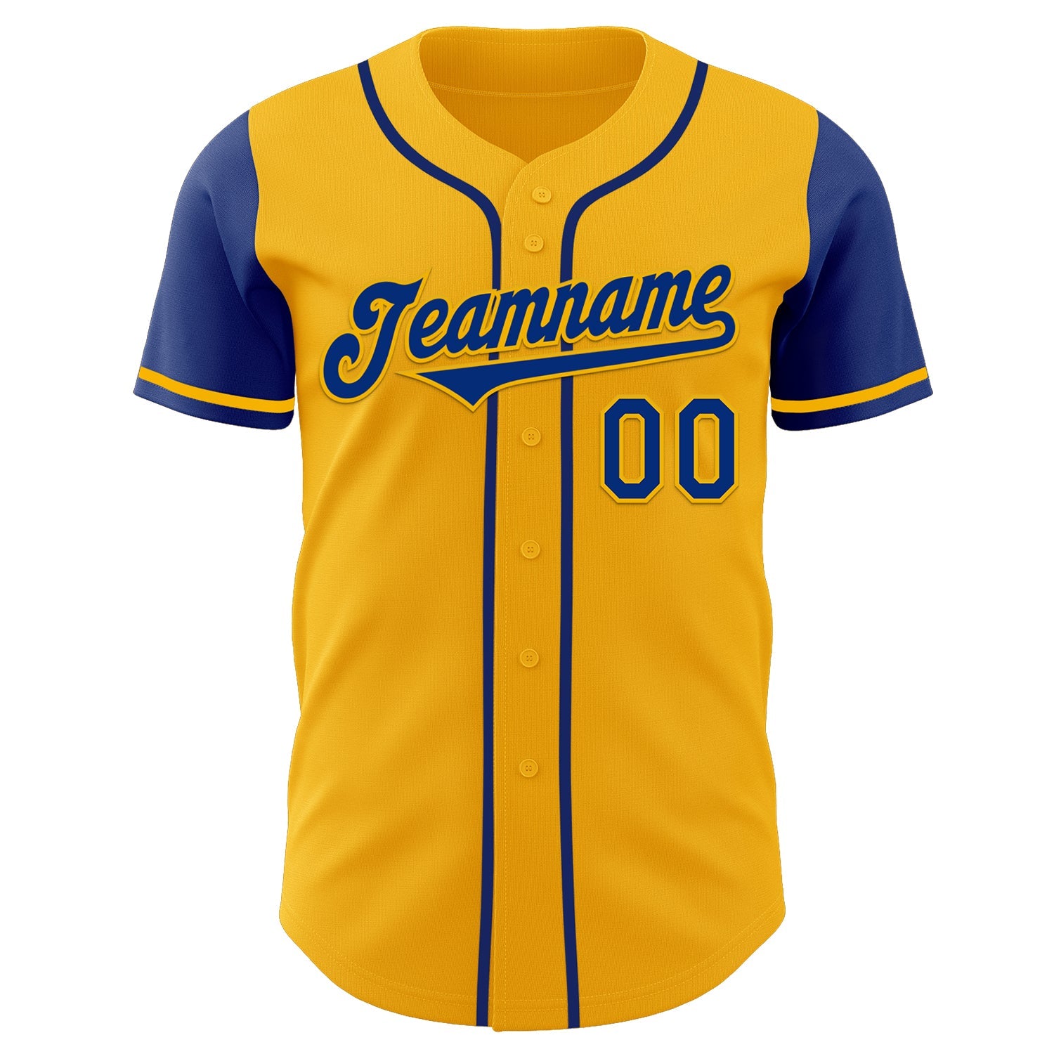 Custom Gold Royal Authentic Two Tone Baseball Jersey view 2