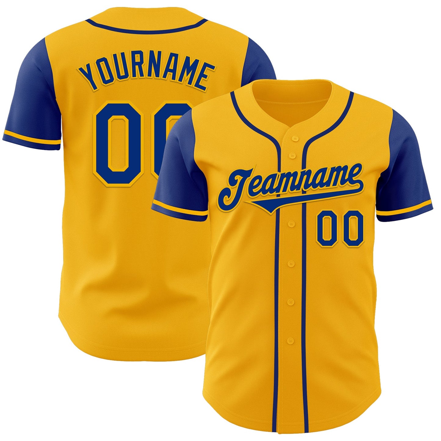 Custom Gold Royal Authentic Two Tone Baseball Jersey - Main View