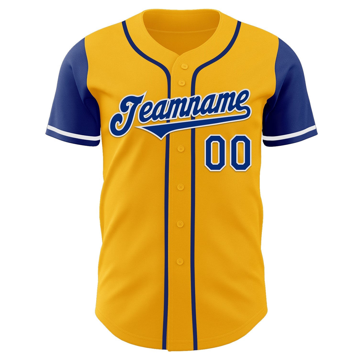 Custom Gold Royal-White Authentic Two Tone Baseball Jersey view 2