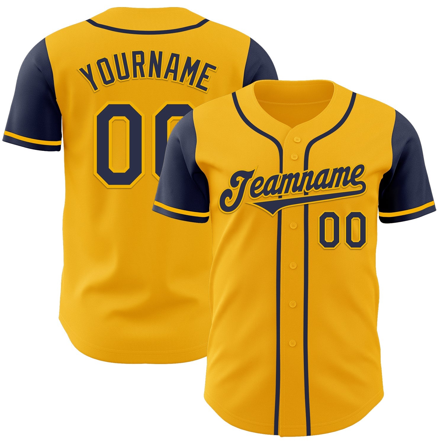Custom Gold Navy Authentic Two Tone Baseball Jersey - Main View