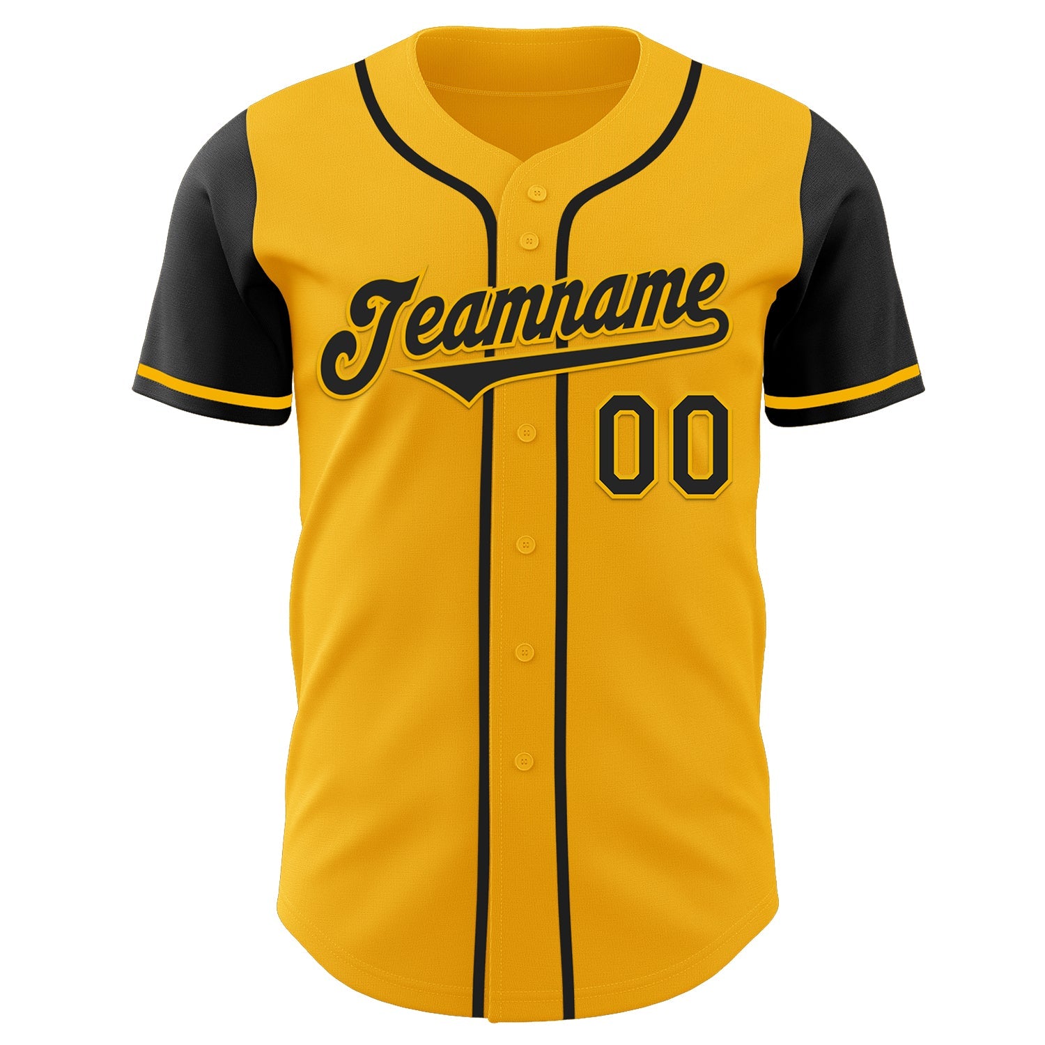 Custom Gold Black Authentic Two Tone Baseball Jersey view 2