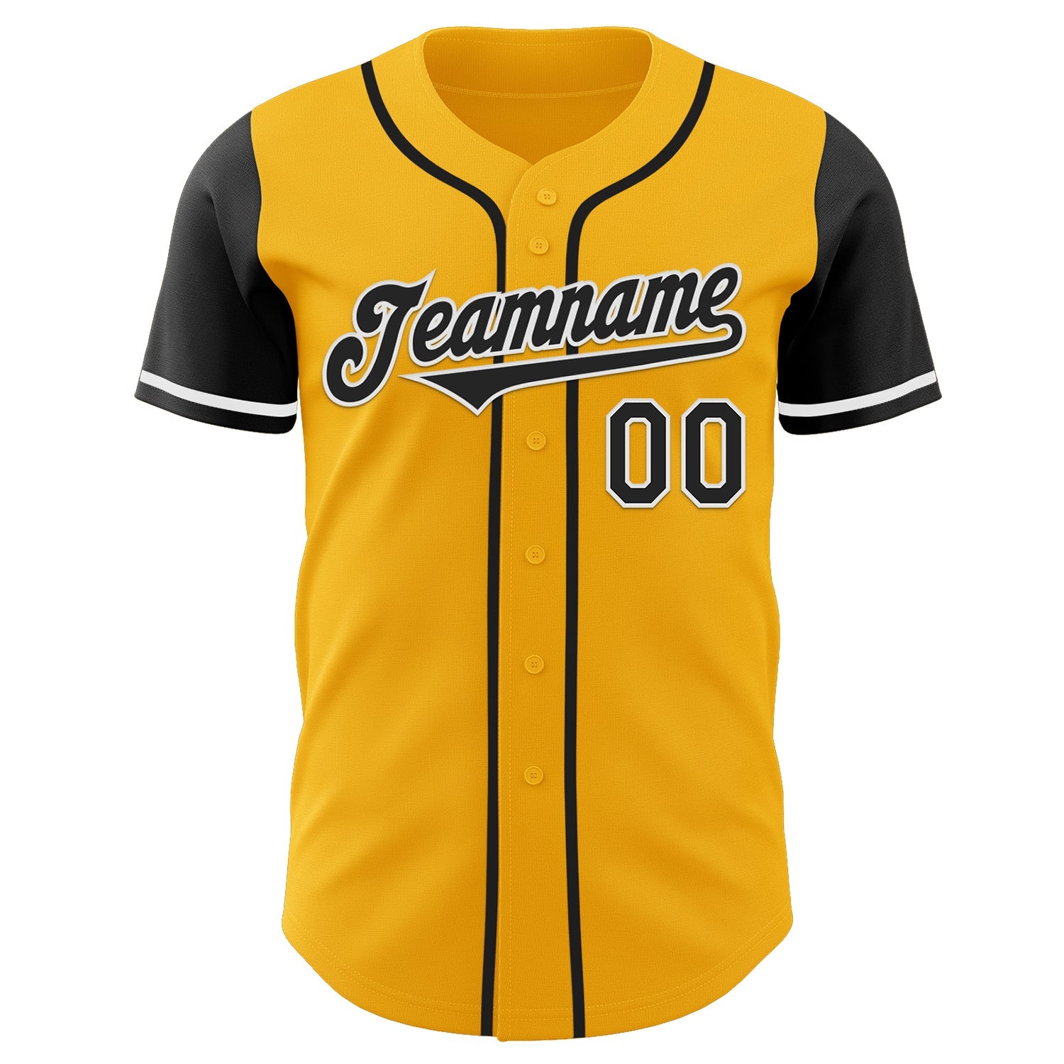Custom Gold Black-White Authentic Two Tone Baseball Jersey view 2