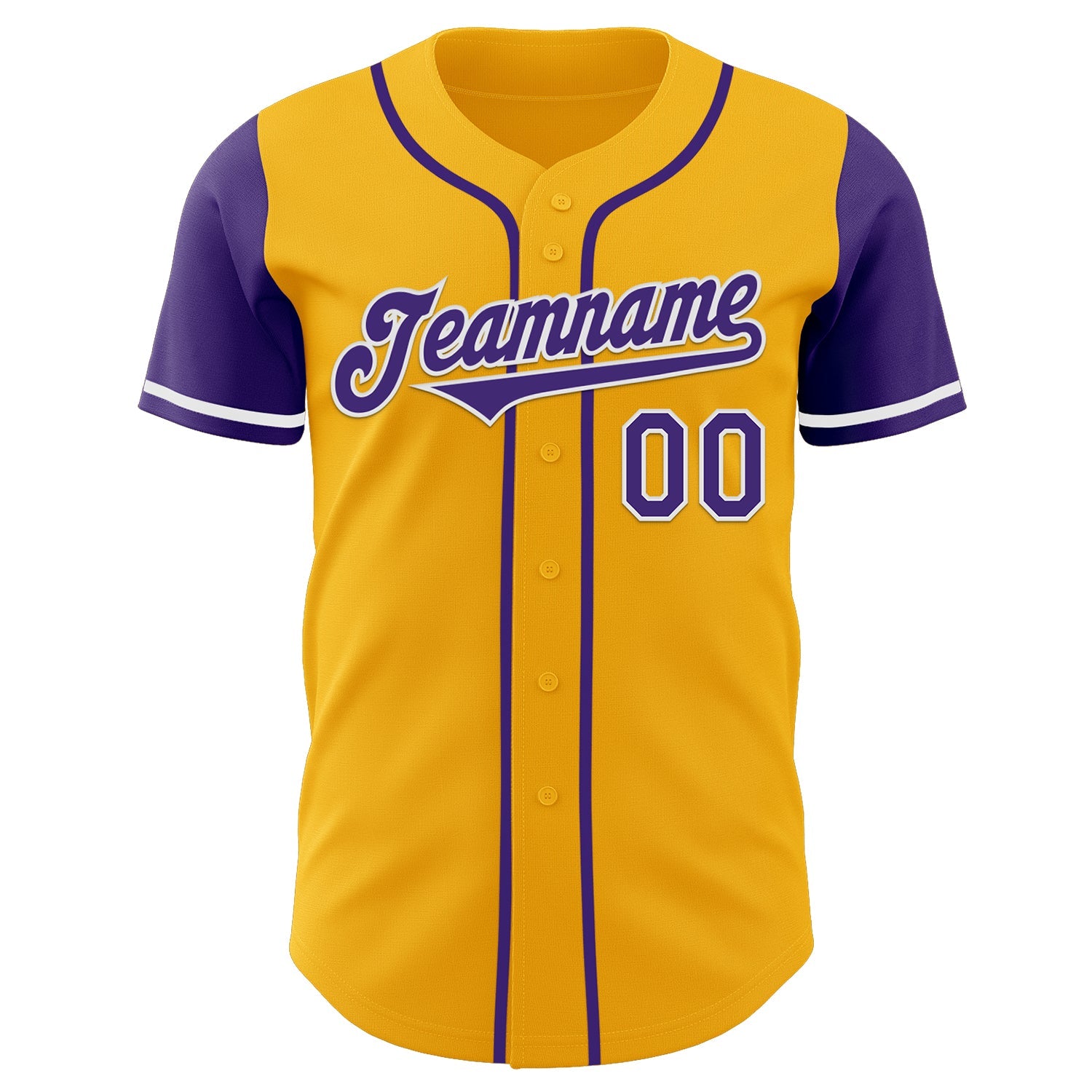 Custom Gold Purple-White Authentic Two Tone Baseball Jersey view 2