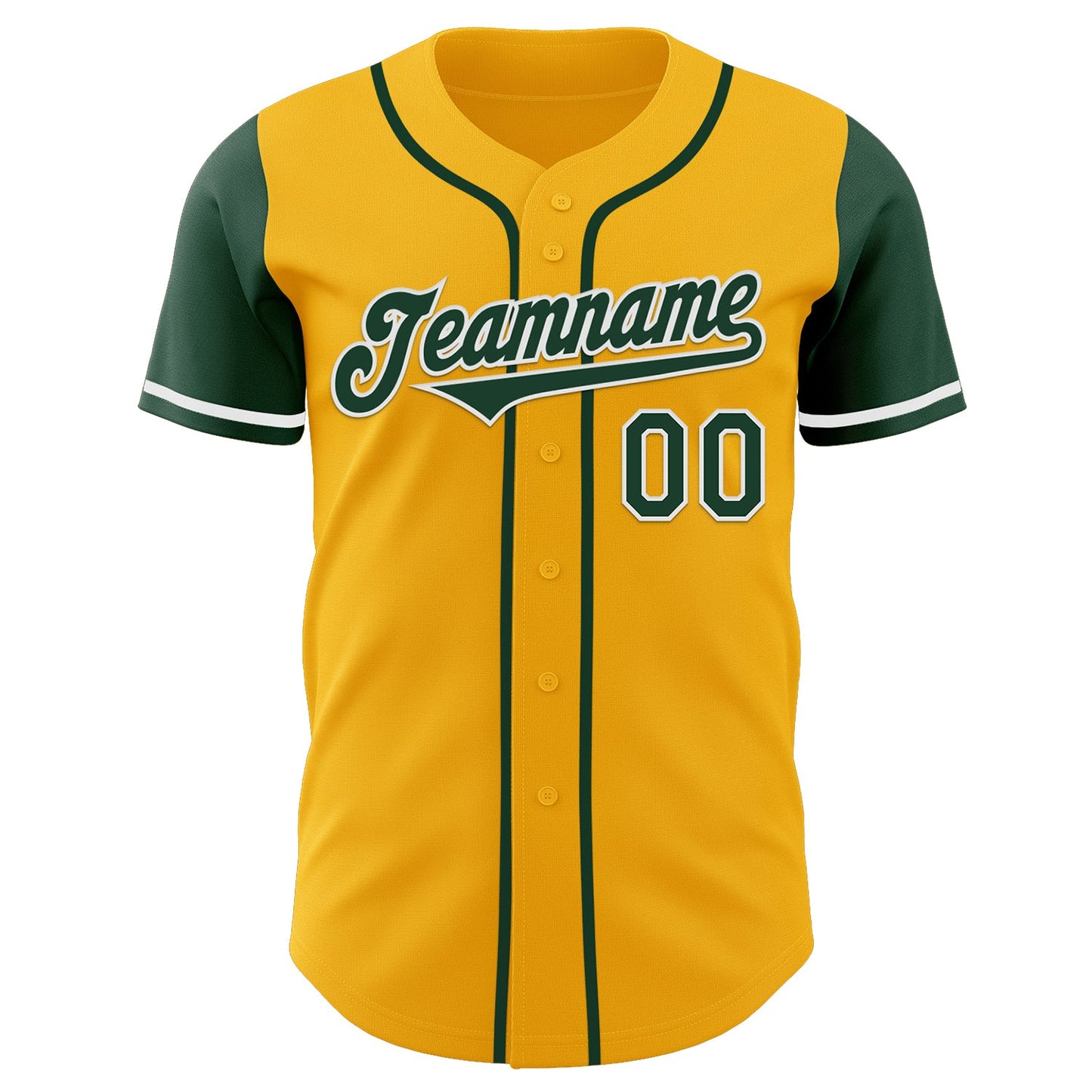 Custom Gold Green-White Authentic Two Tone Baseball Jersey view 2