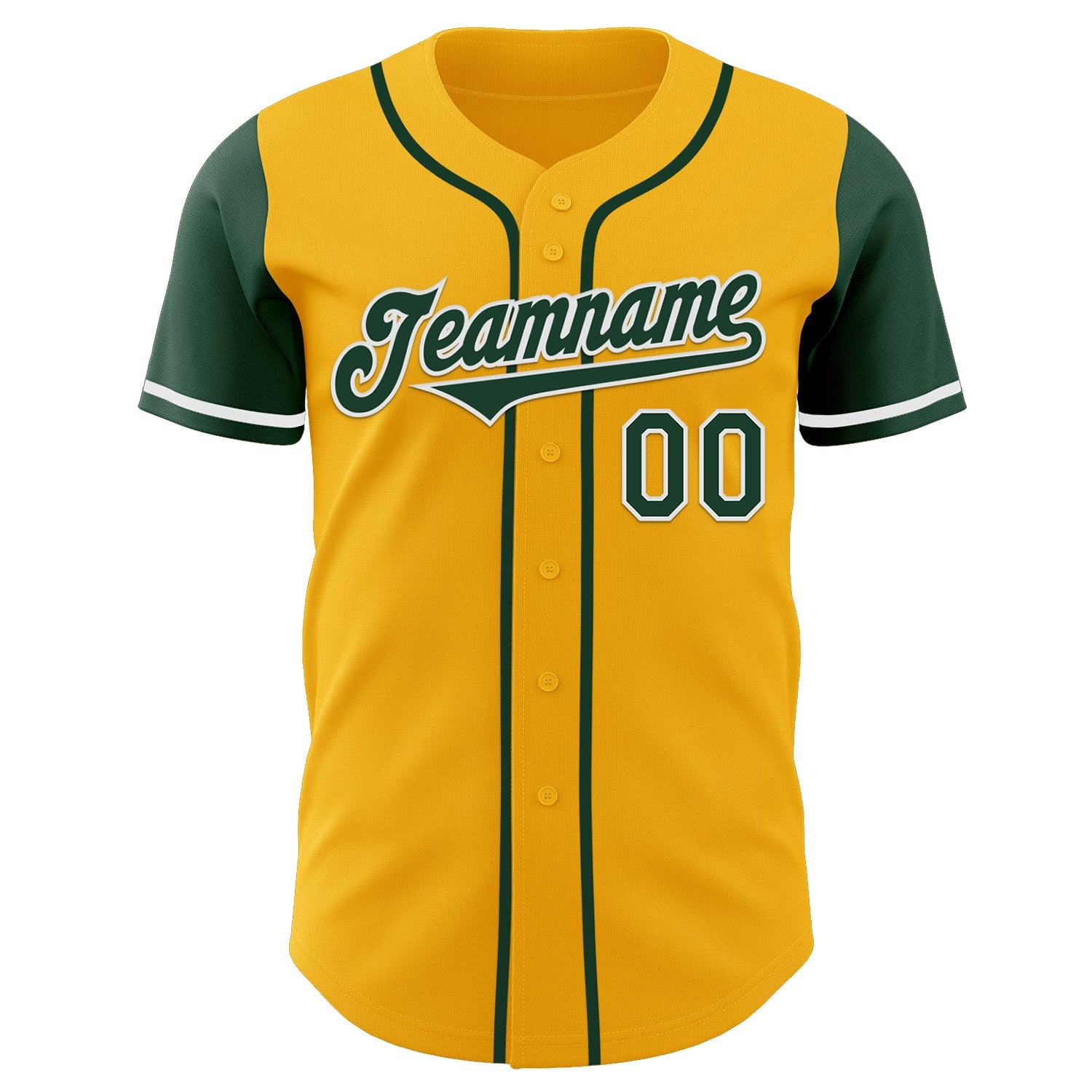 Custom Gold Green-White Authentic Two Tone Baseball Jersey view 2