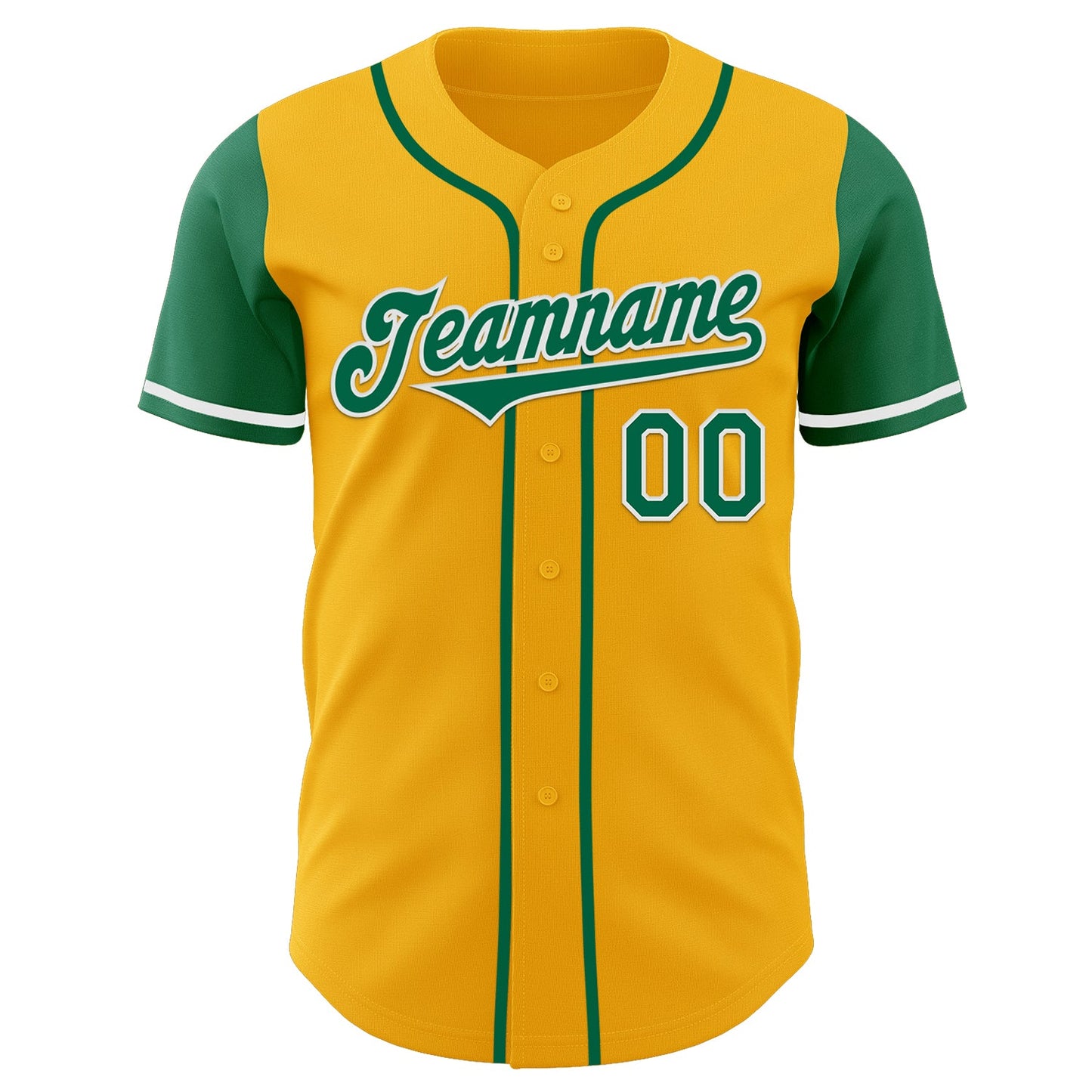 Custom Gold Kelly Green-White Authentic Two Tone Baseball Jersey view 2