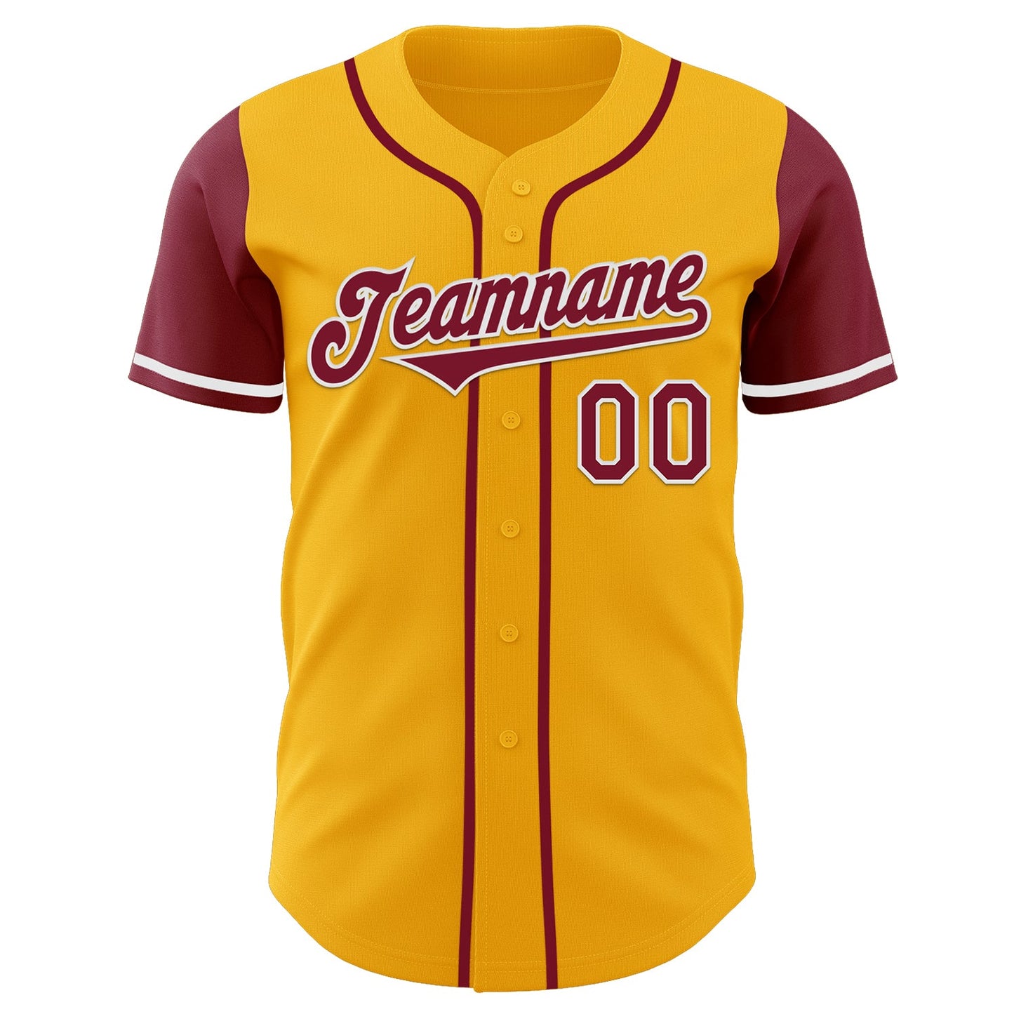 Custom Gold Crimson-White Authentic Two Tone Baseball Jersey view 2