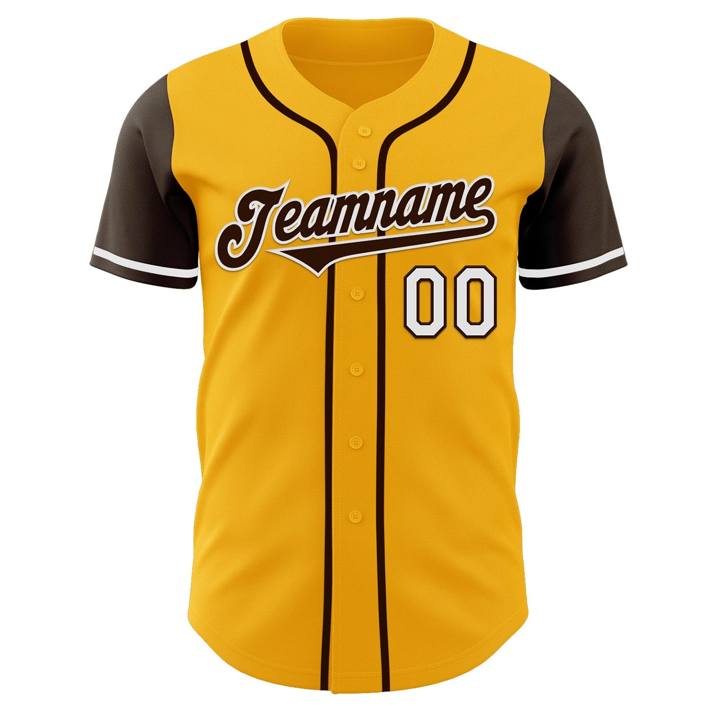 Custom Gold Brown-White Authentic Two Tone Baseball Jersey view 2