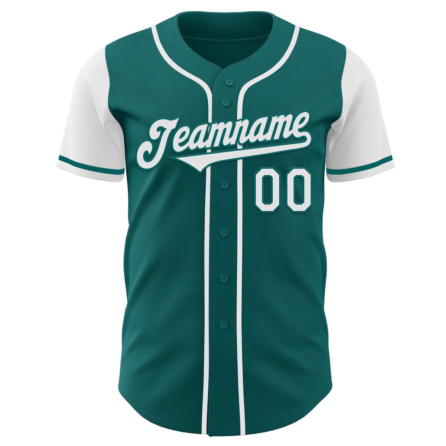 Custom Teal White Authentic Two Tone Baseball Jersey view 2