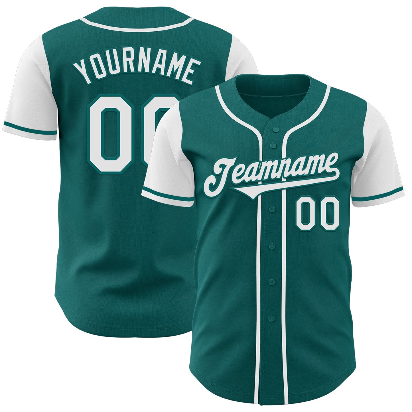 Custom Teal White Authentic Two Tone Baseball Jersey - Main View