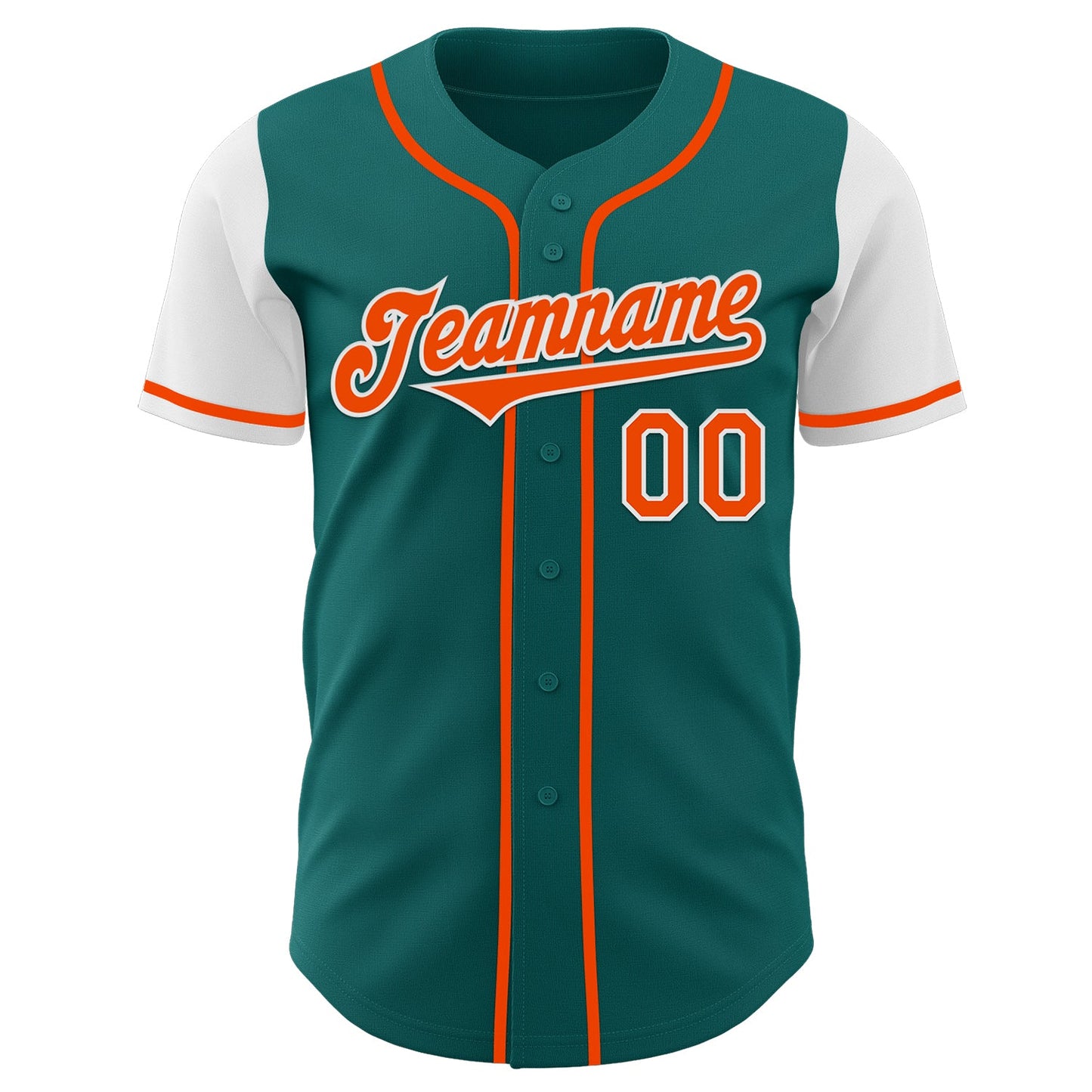 Custom Teal Orange-White Authentic Two Tone Baseball Jersey view 2