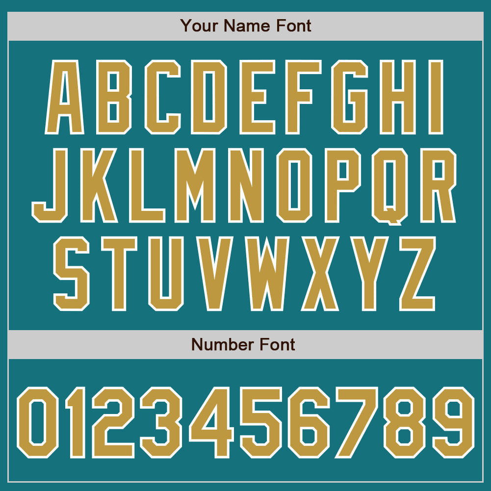 Custom Teal Old Gold-White Authentic Two Tone Baseball Jersey view 5