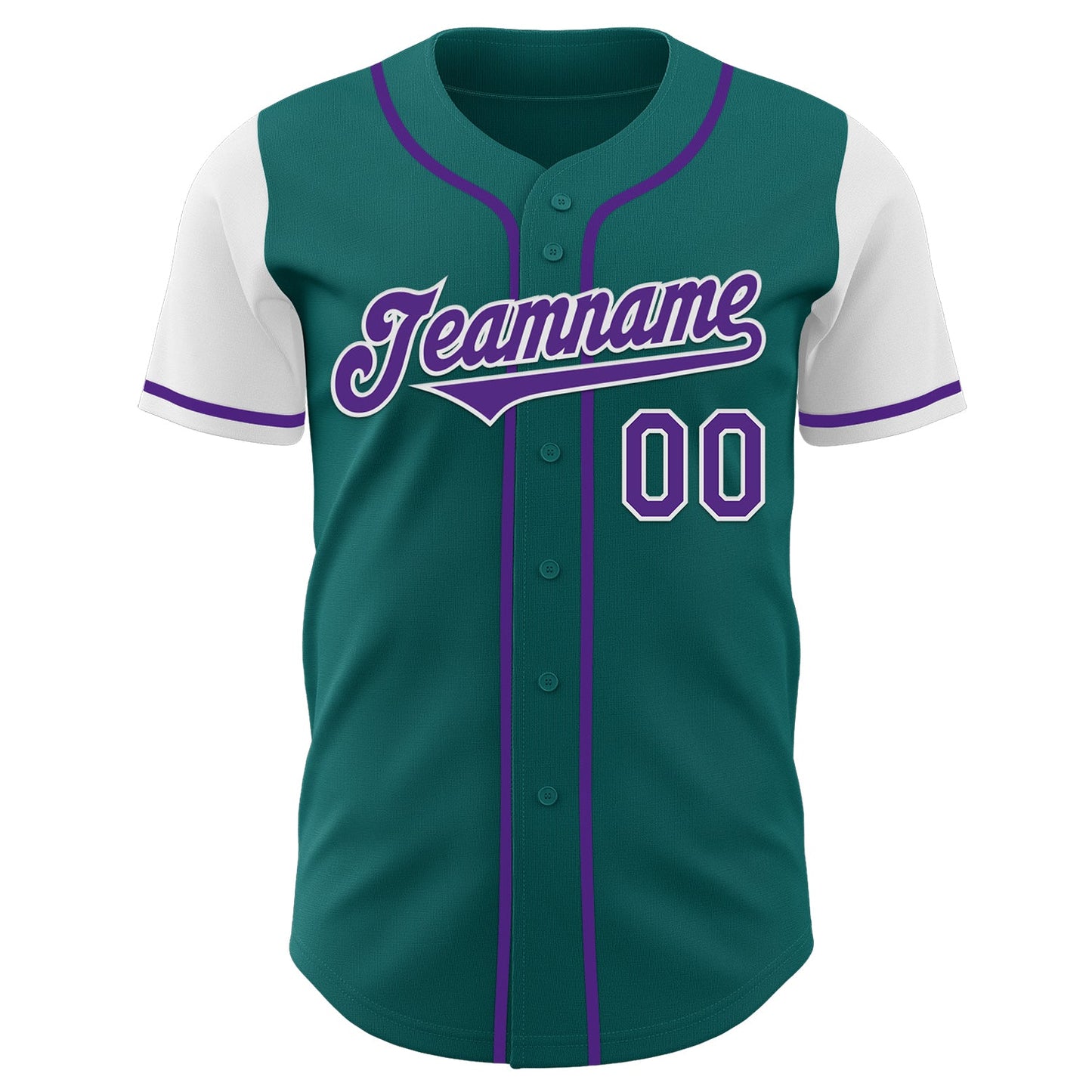 Custom Teal Purple-White Authentic Two Tone Baseball Jersey view 2
