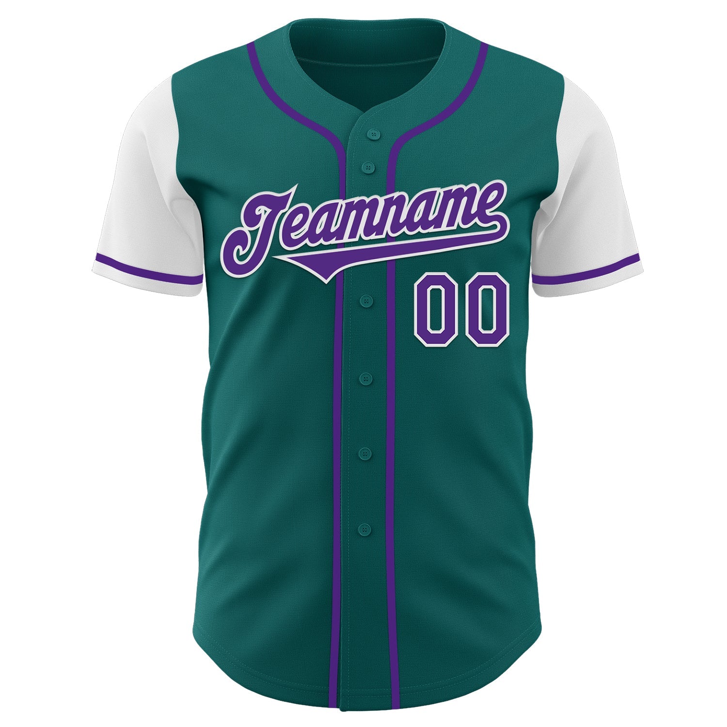 Custom Teal Purple-White Authentic Two Tone Baseball Jersey view 2