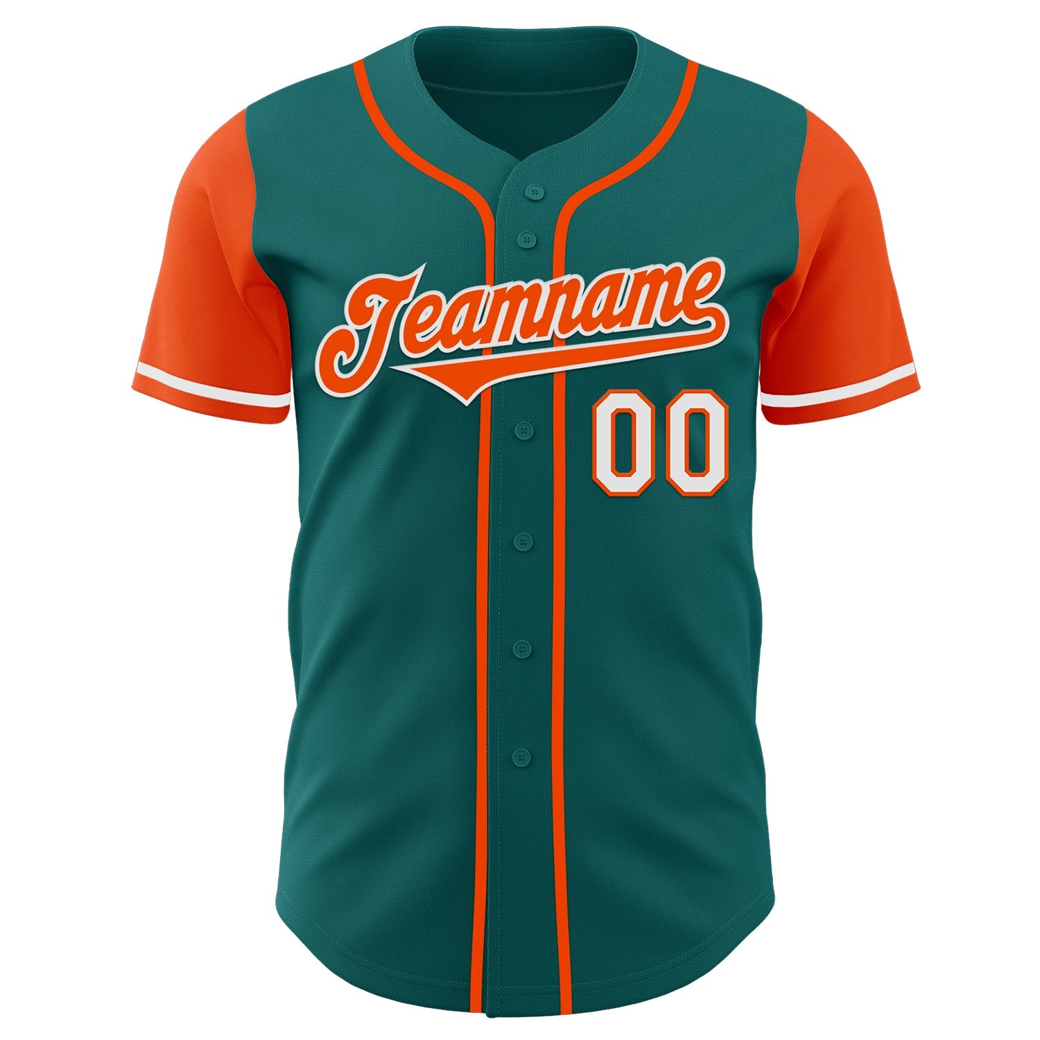 Custom Teal Orange-White Authentic Two Tone Baseball Jersey view 2