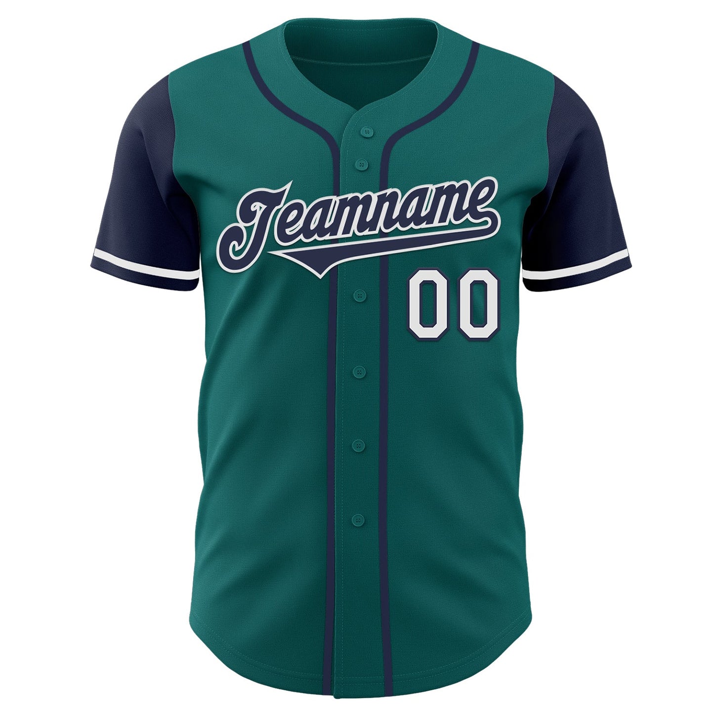 Custom Teal Navy-White Authentic Two Tone Baseball Jersey view 2