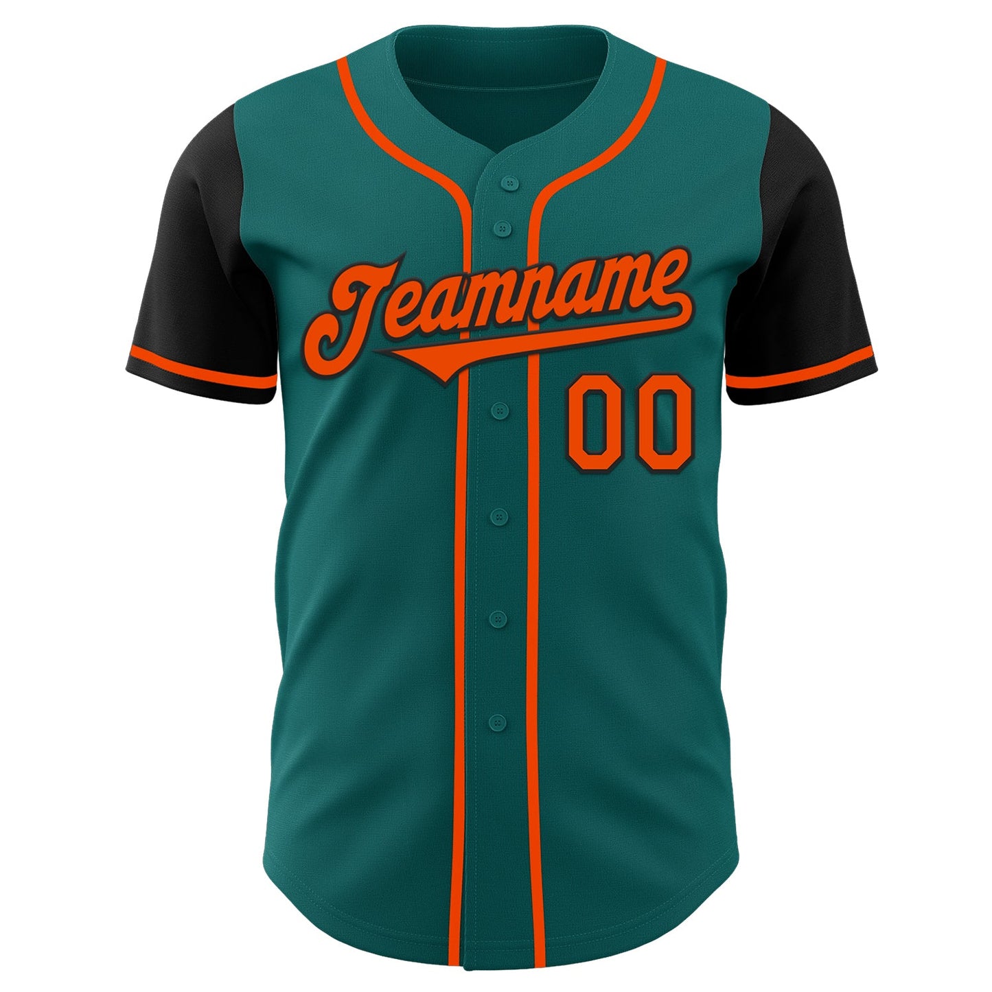 Custom Teal Orange-Black Authentic Two Tone Baseball Jersey view 2