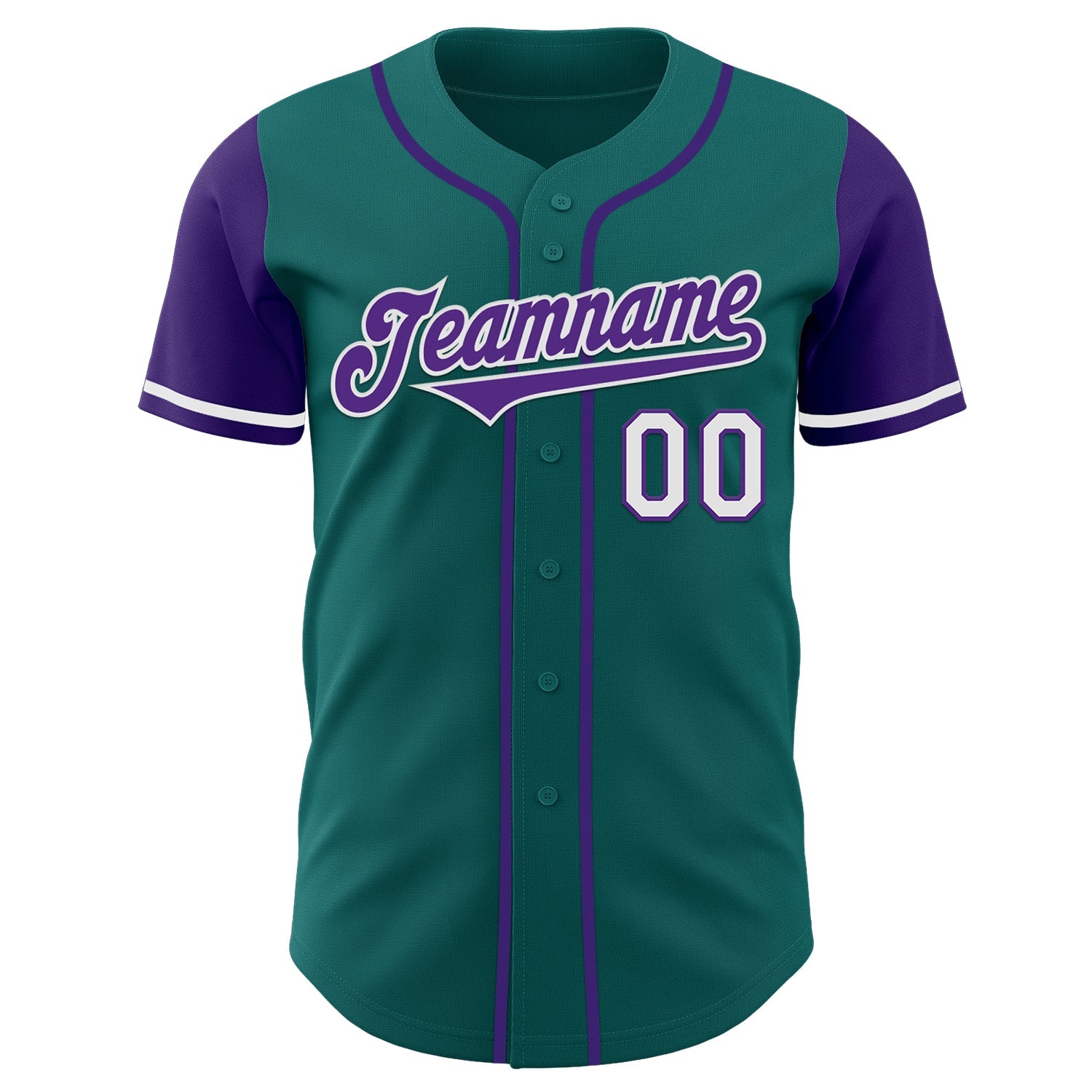 Custom Teal Purple-White Authentic Two Tone Baseball Jersey view 2