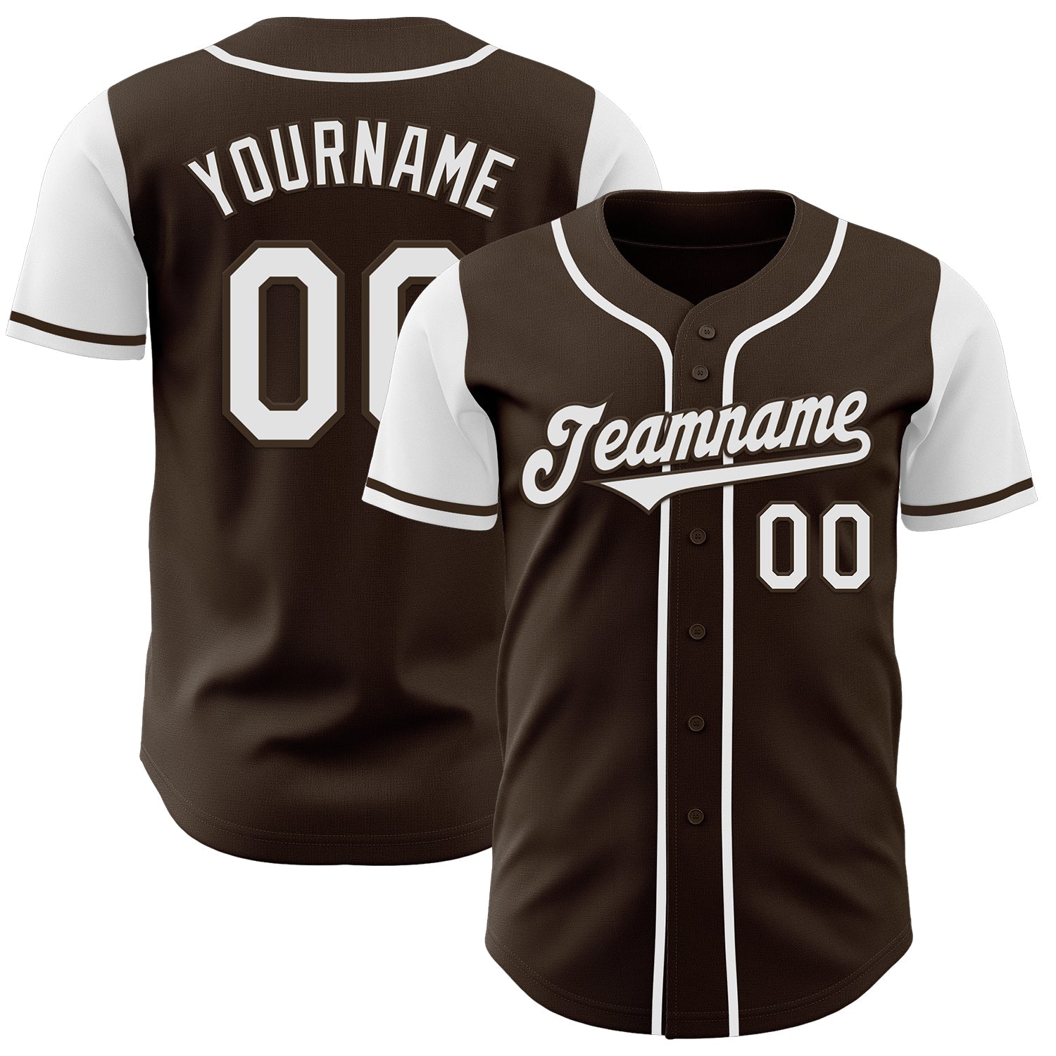 Custom Brown White Authentic Two Tone Baseball Jersey - Main View