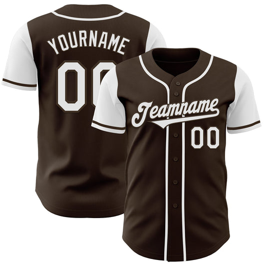 Custom Brown White Authentic Two Tone Baseball Jersey - Main View