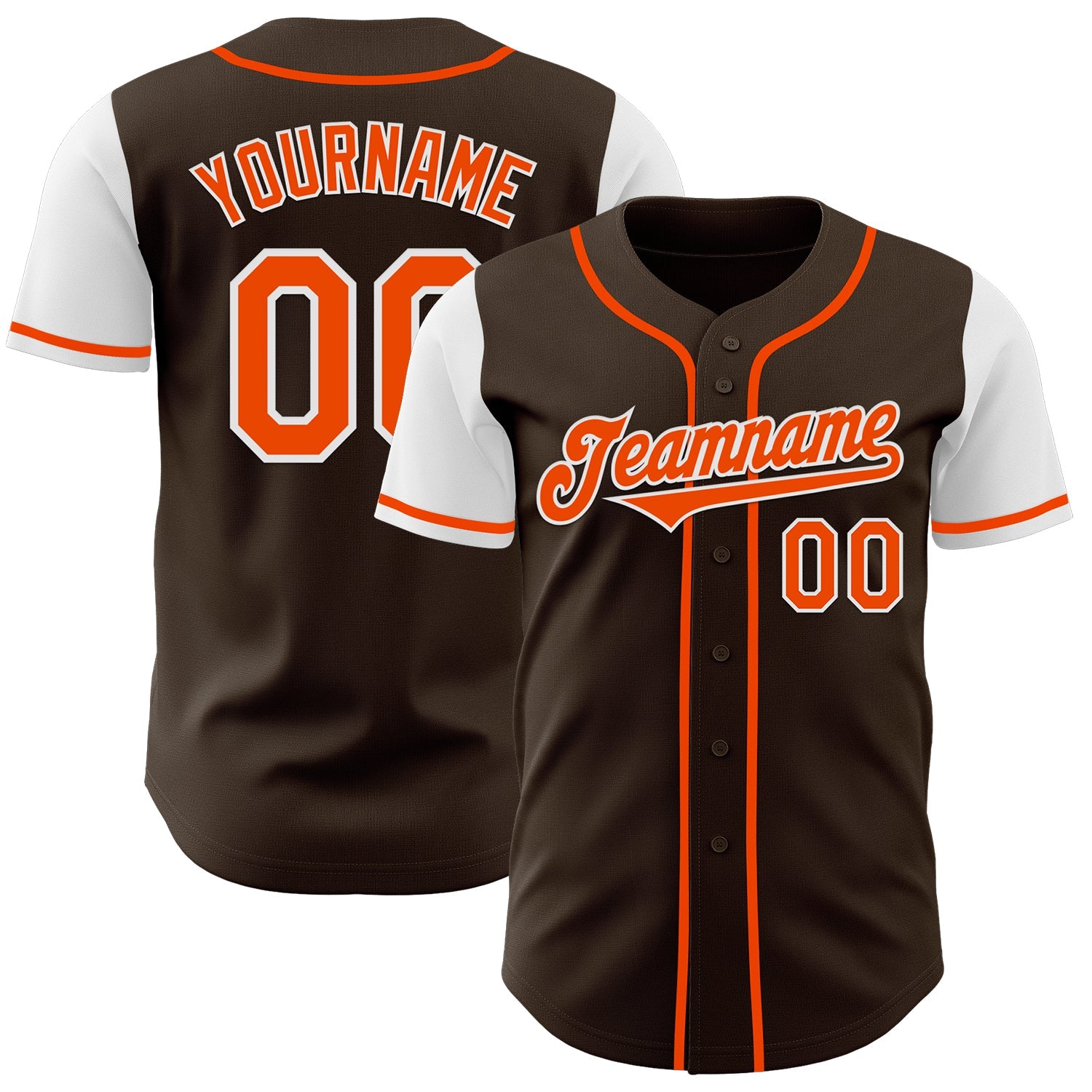 Custom Brown Orange-White Authentic Two Tone Baseball Jersey - Main View
