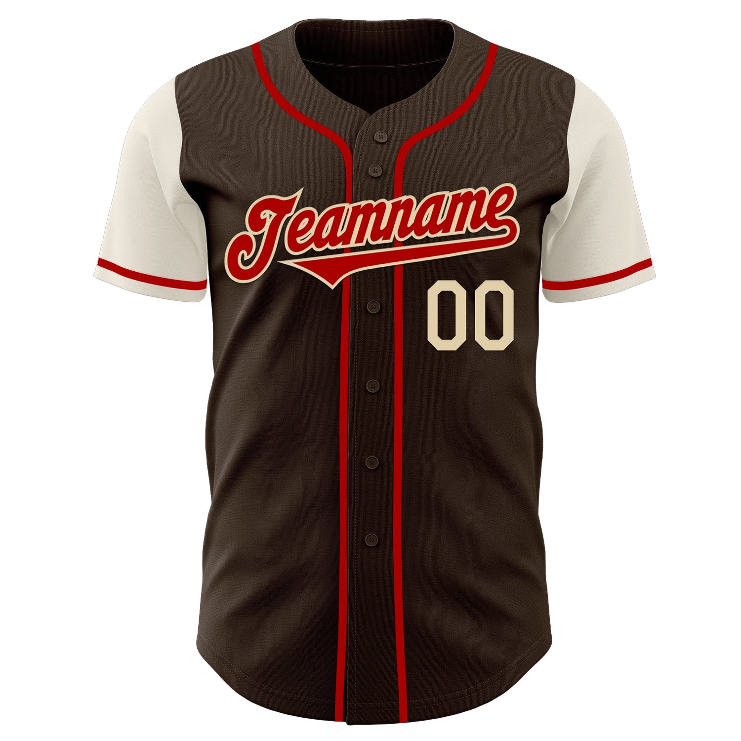 Custom Brown Red-Cream Authentic Two Tone Baseball Jersey view 2