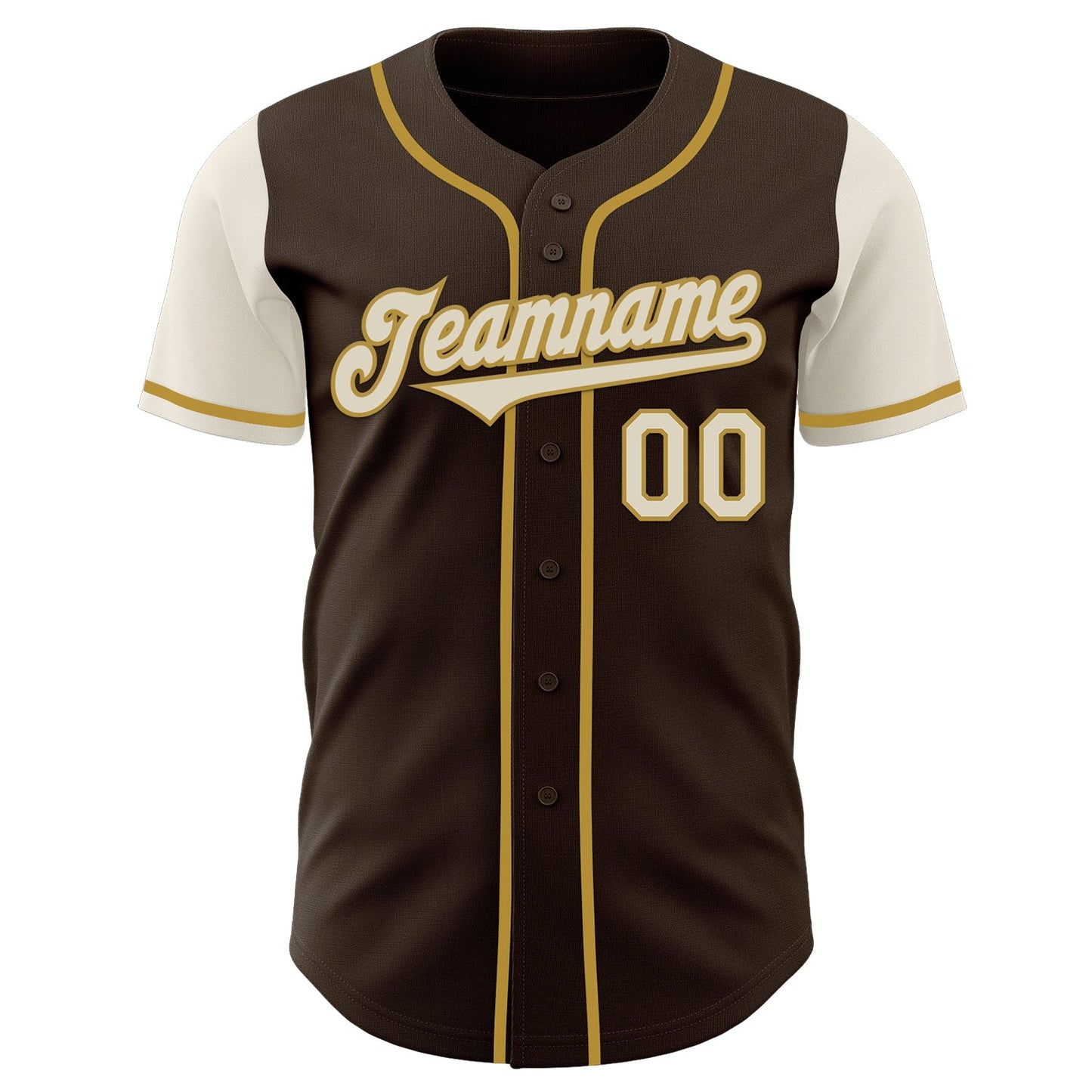 Custom Brown Cream-Old Gold Authentic Two Tone Baseball Jersey view 2