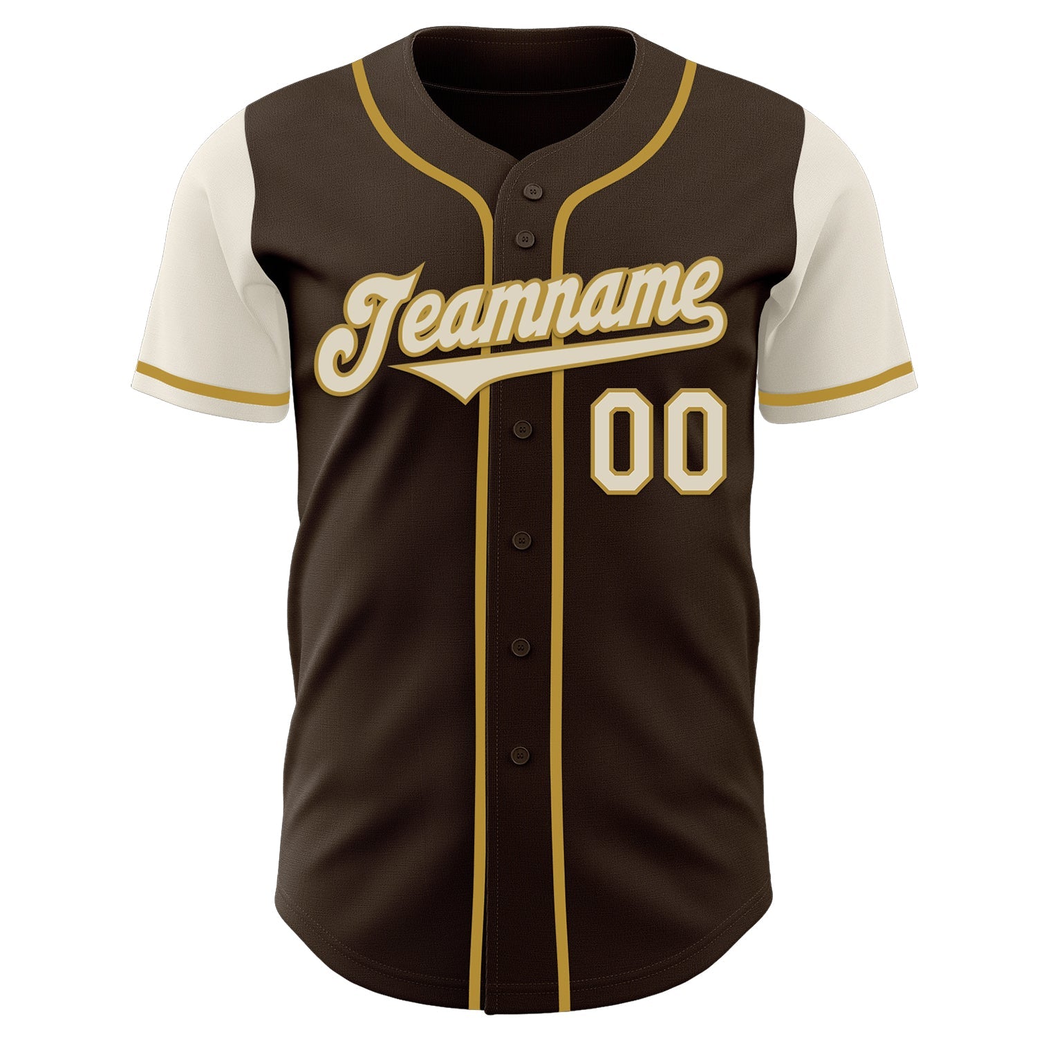 Custom Brown Cream-Old Gold Authentic Two Tone Baseball Jersey view 2