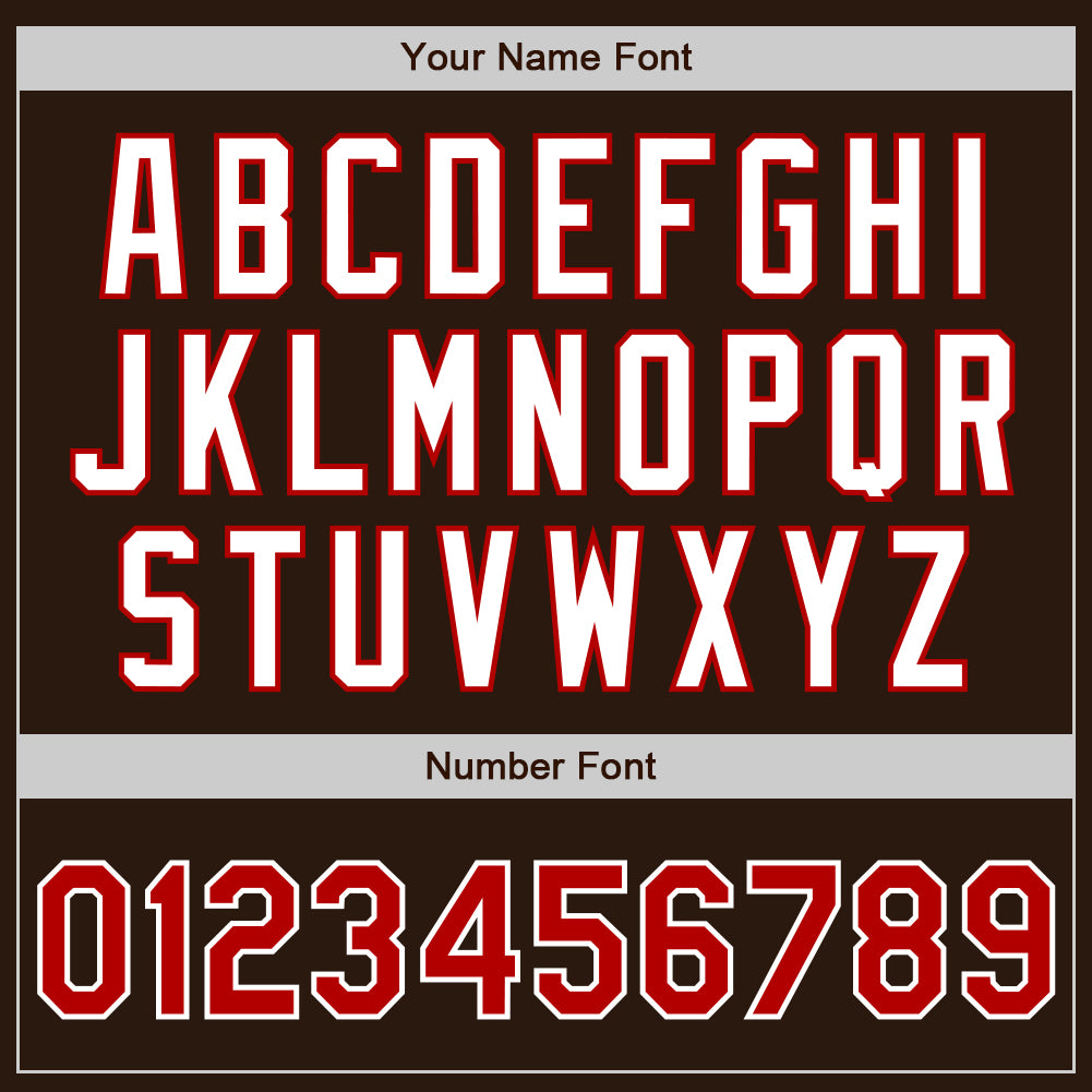 Custom Brown Red-White Authentic Two Tone Baseball Jersey view 5