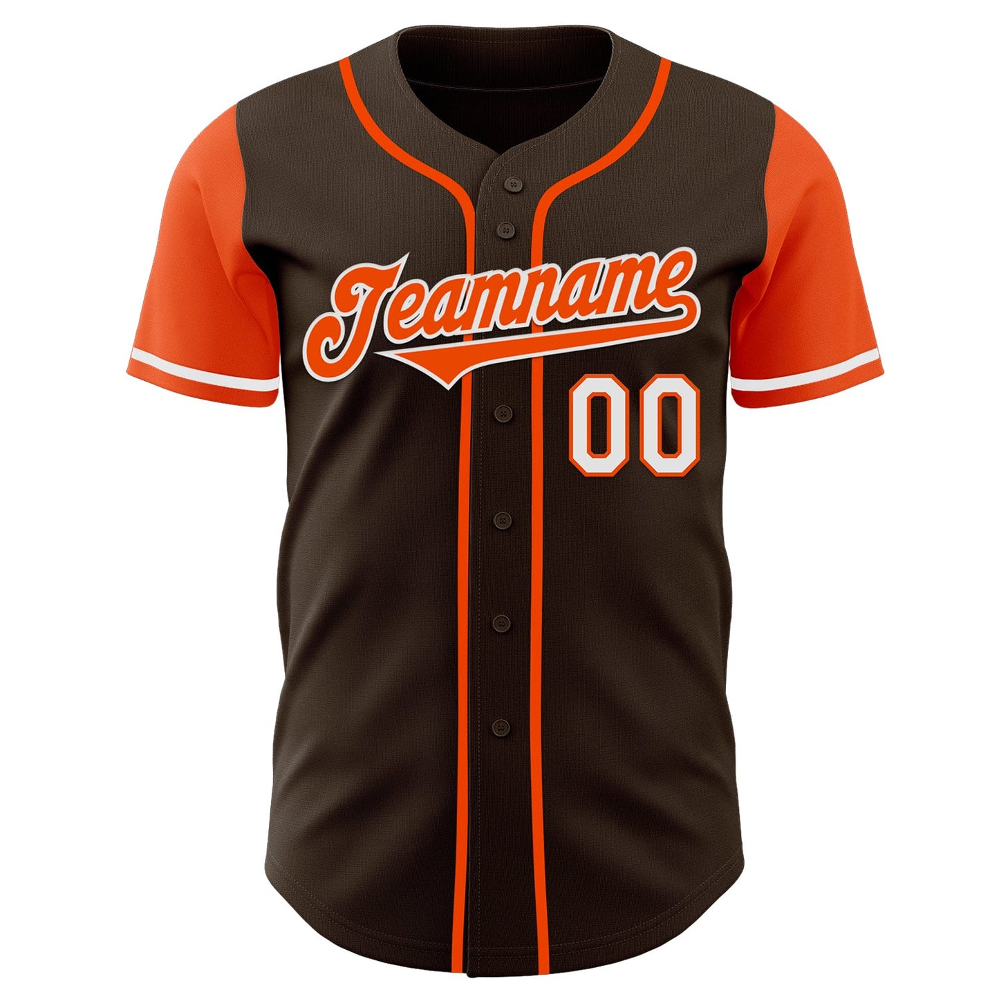 Custom Brown Orange-White Authentic Two Tone Baseball Jersey view 2