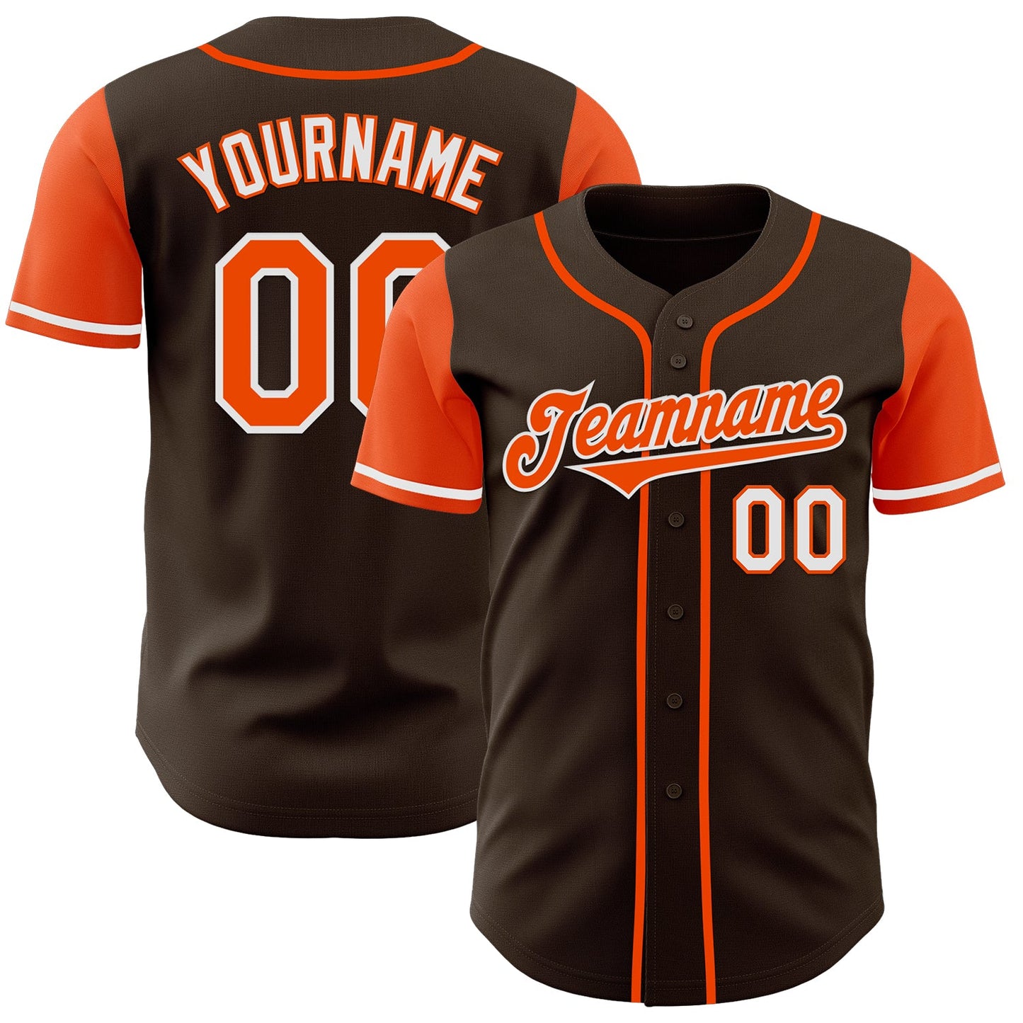 Custom Brown Orange-White Authentic Two Tone Baseball Jersey - Main View