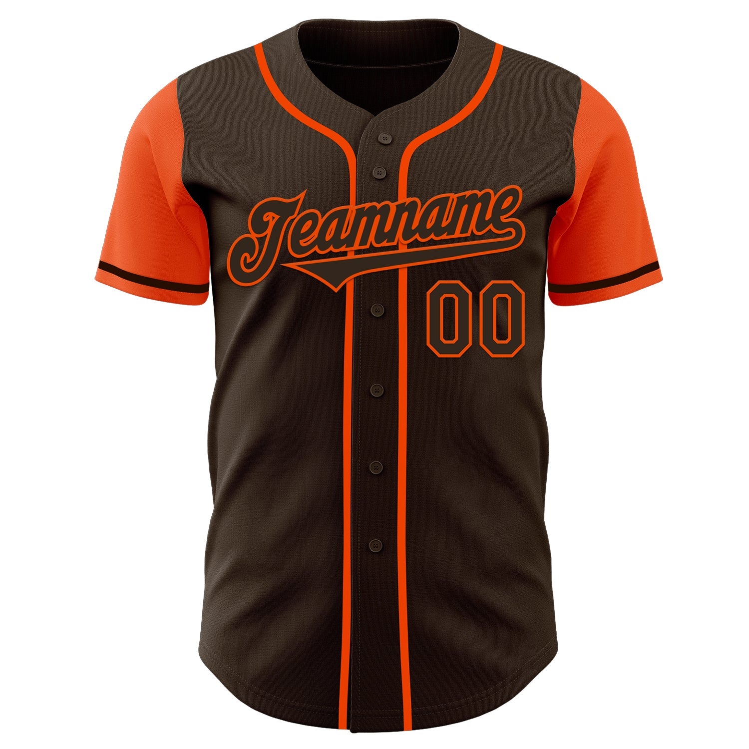 Custom Brown Orange Authentic Two Tone Baseball Jersey view 2