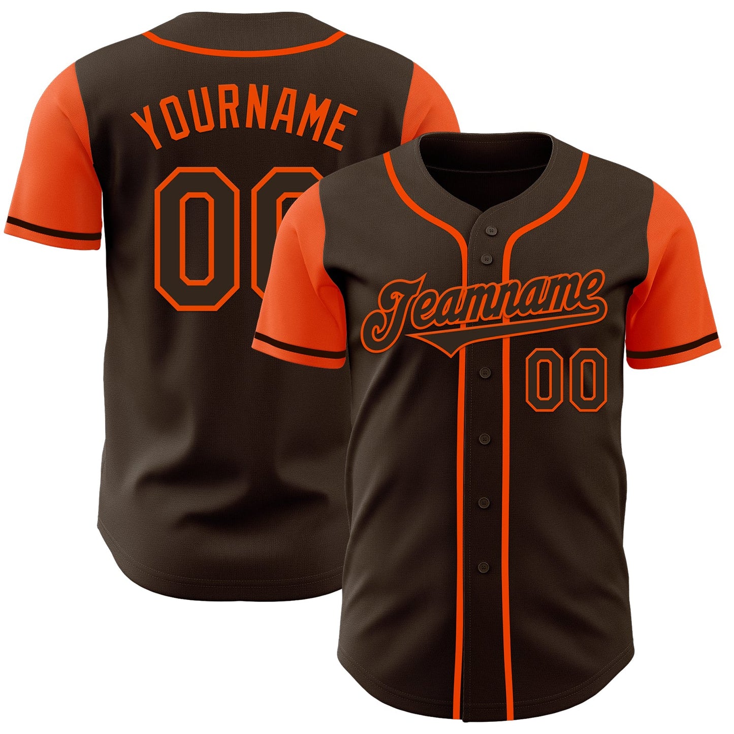 Custom Brown Orange Authentic Two Tone Baseball Jersey - Main View