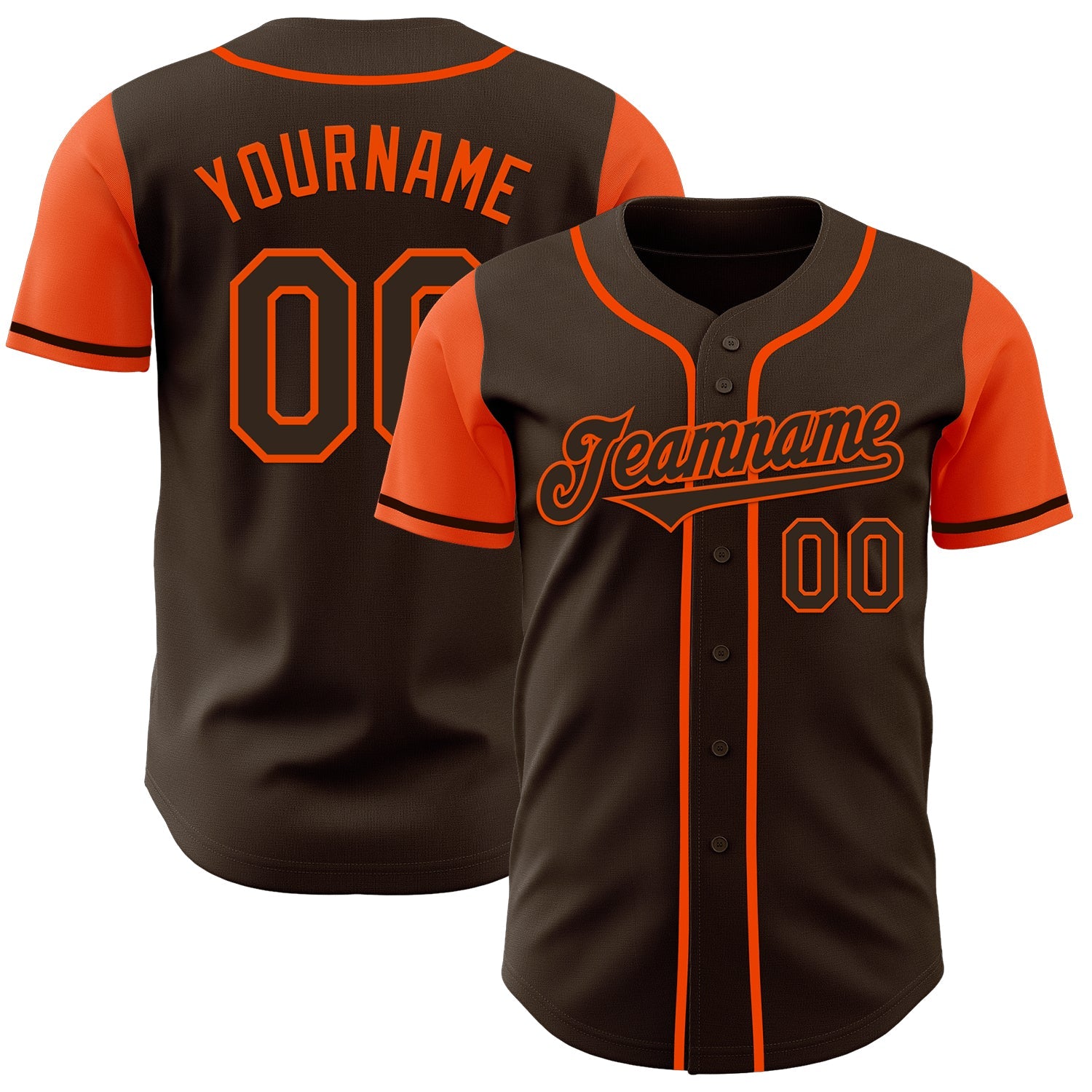 Custom Brown Orange Authentic Two Tone Baseball Jersey - Main View
