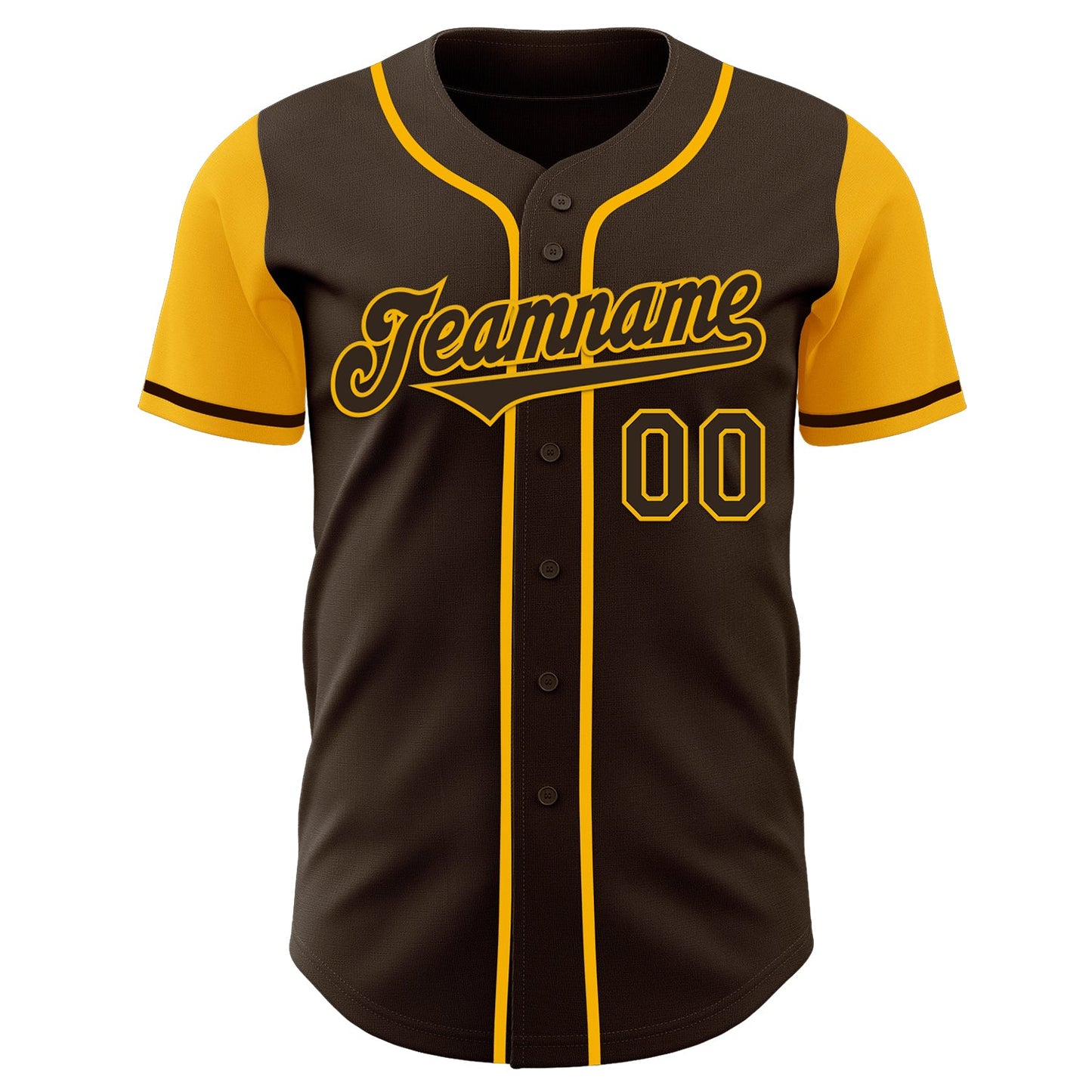 Custom Brown Gold Authentic Two Tone Baseball Jersey view 2