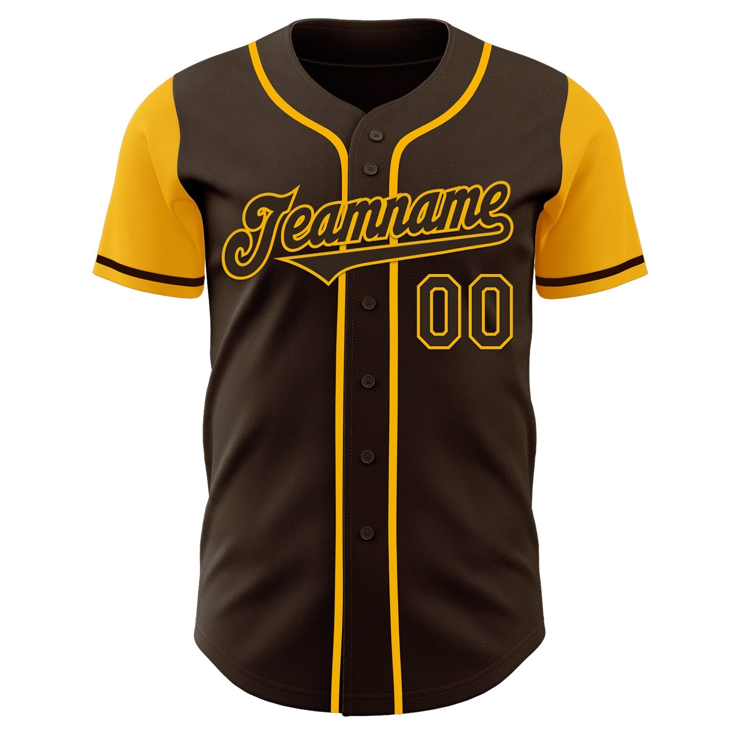 Custom Brown Gold Authentic Two Tone Baseball Jersey view 2