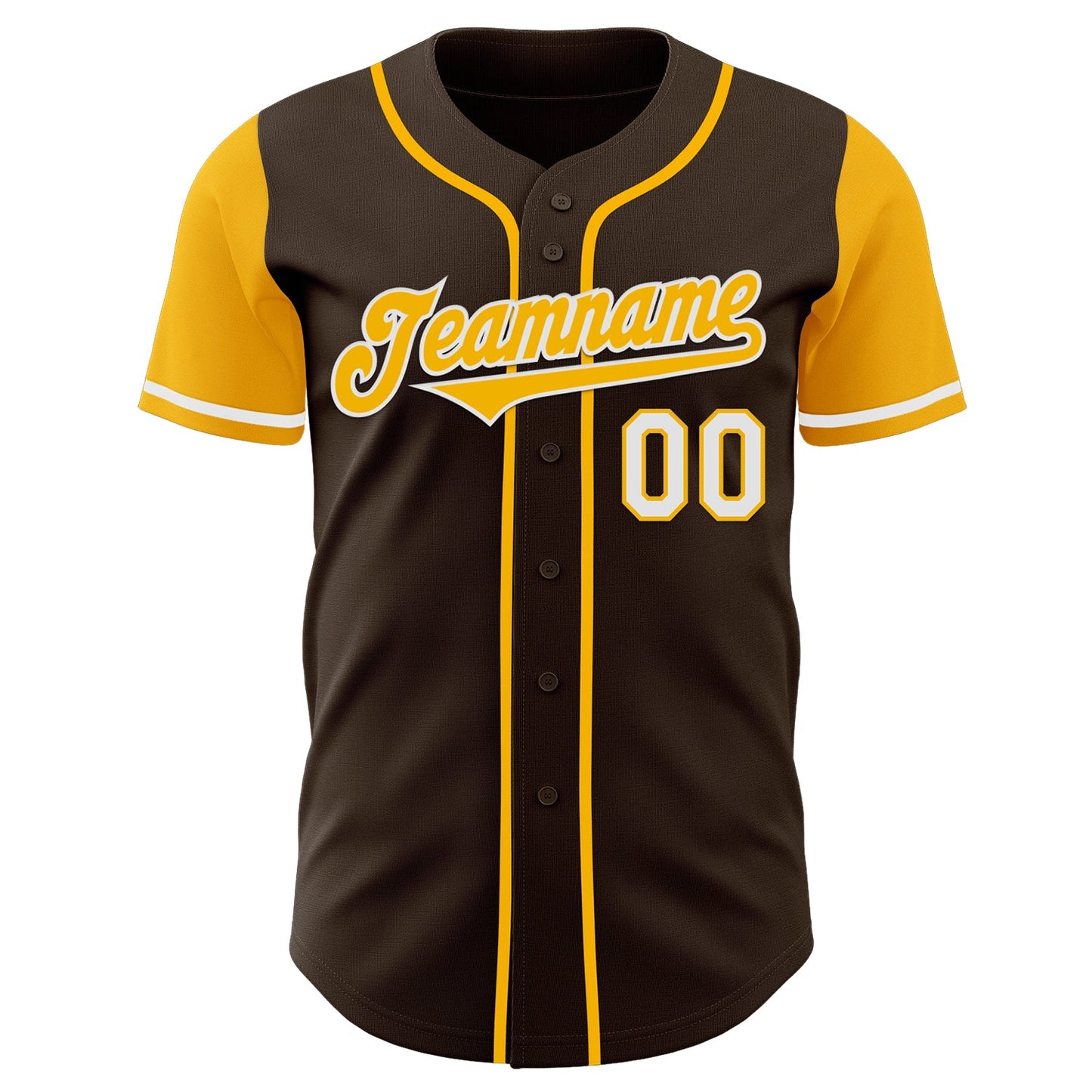 Custom Brown Gold-White Authentic Two Tone Baseball Jersey view 2
