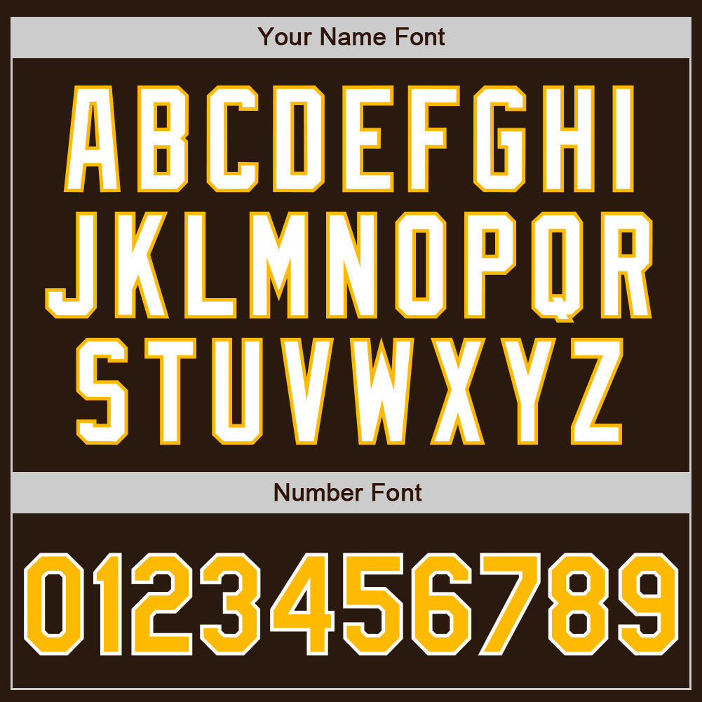 Custom Brown Gold-White Authentic Two Tone Baseball Jersey view 5