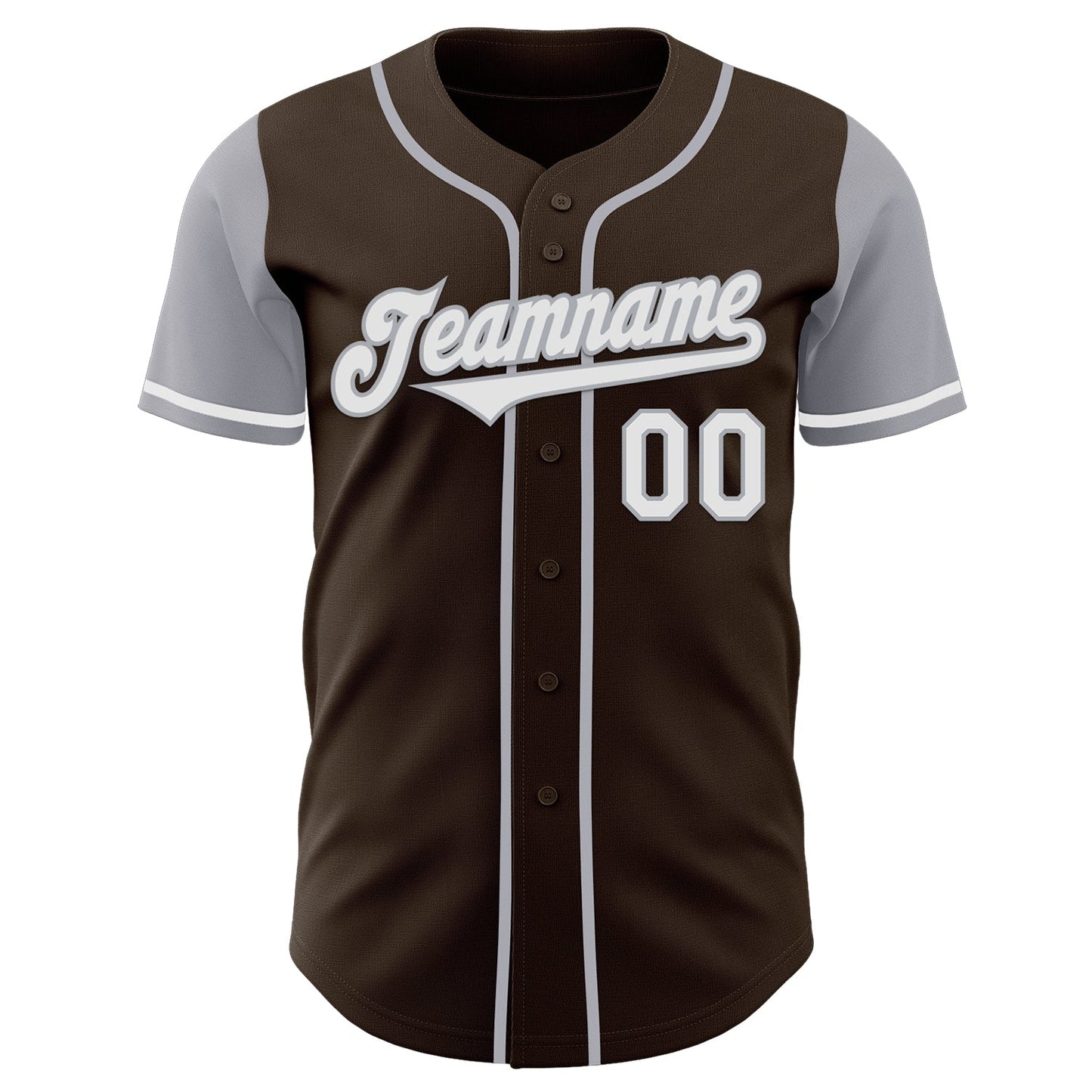 Custom Brown White-Gray Authentic Two Tone Baseball Jersey view 2