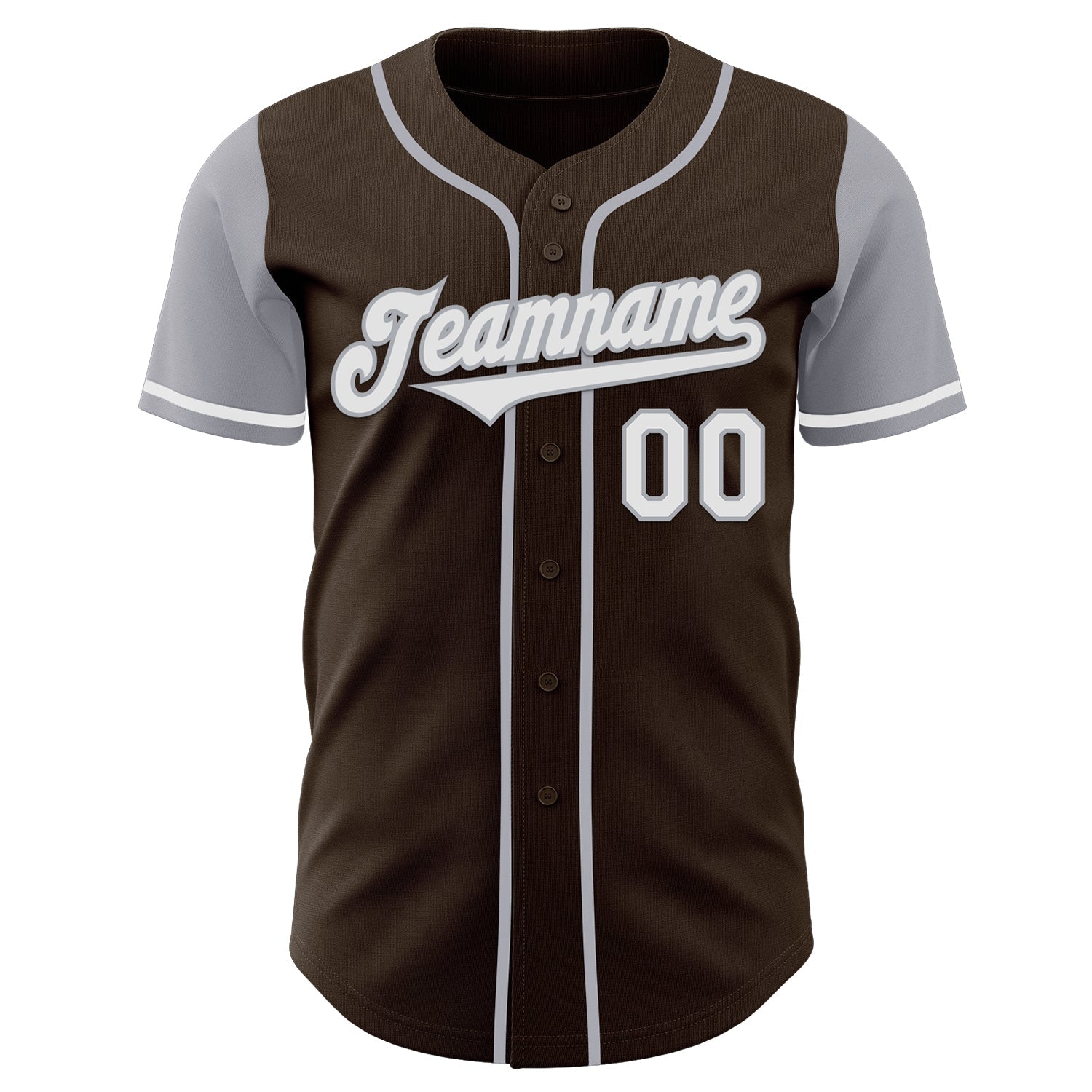 Custom Brown White-Gray Authentic Two Tone Baseball Jersey view 2