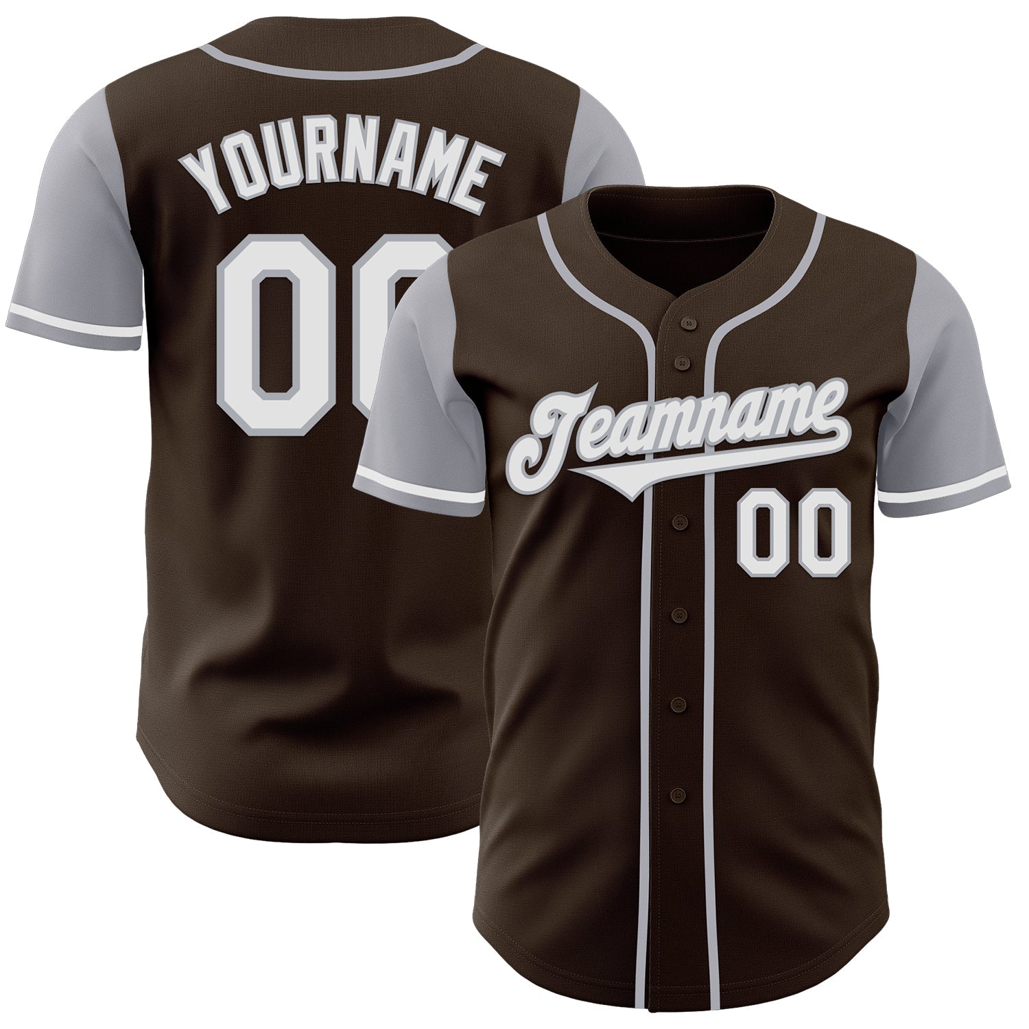 Custom Brown White-Gray Authentic Two Tone Baseball Jersey - Main View