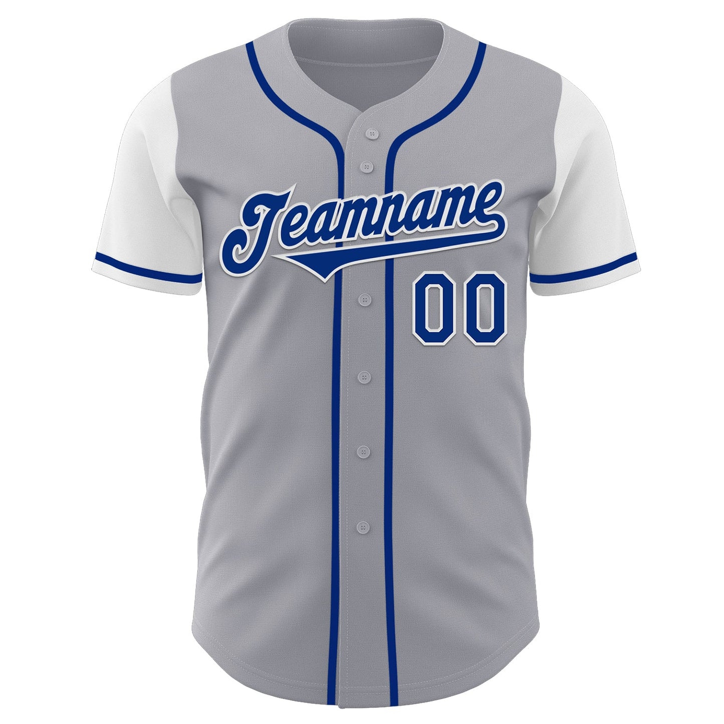 Custom Gray Royal-White Authentic Two Tone Baseball Jersey view 2