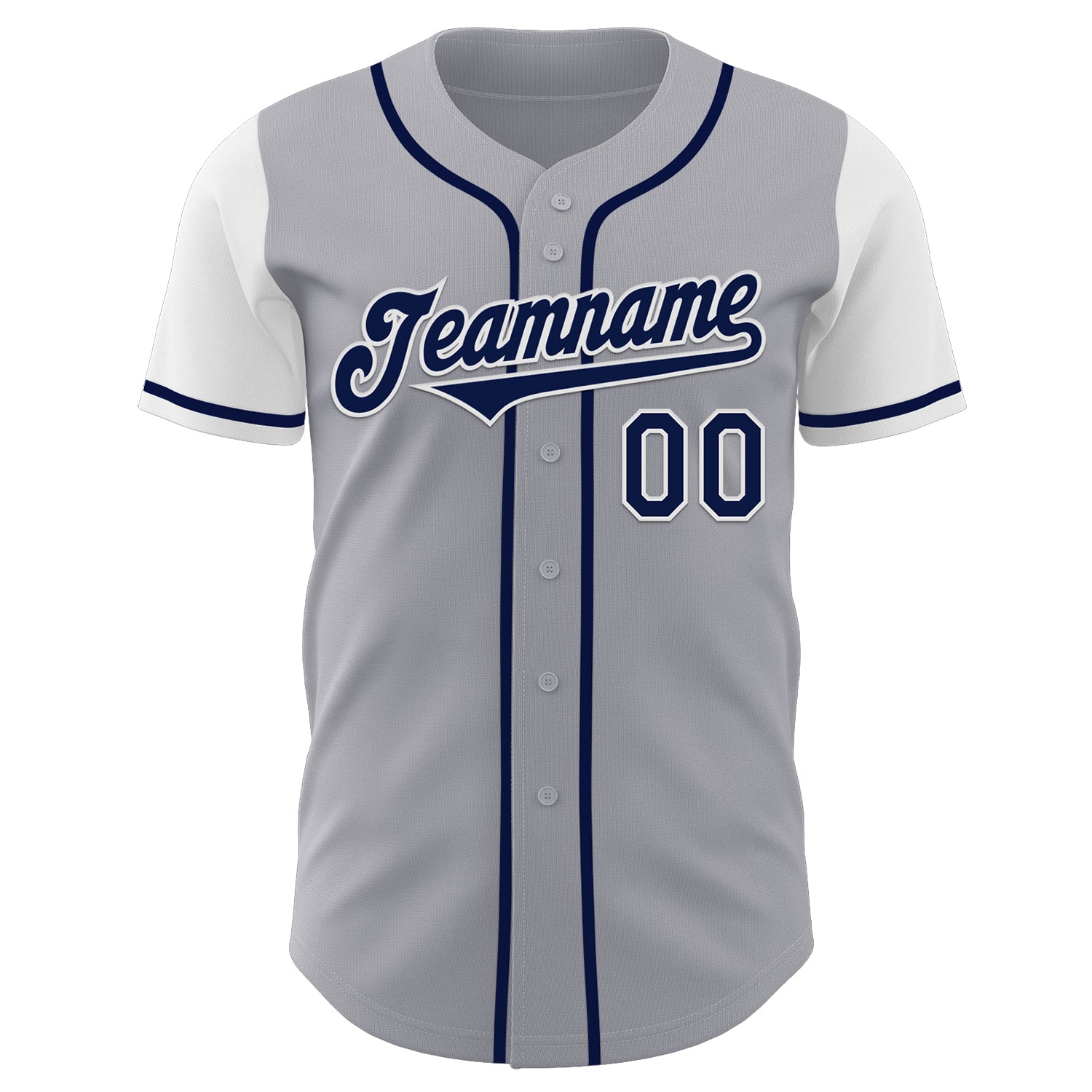 Custom Gray Navy-White Authentic Two Tone Baseball Jersey view 2