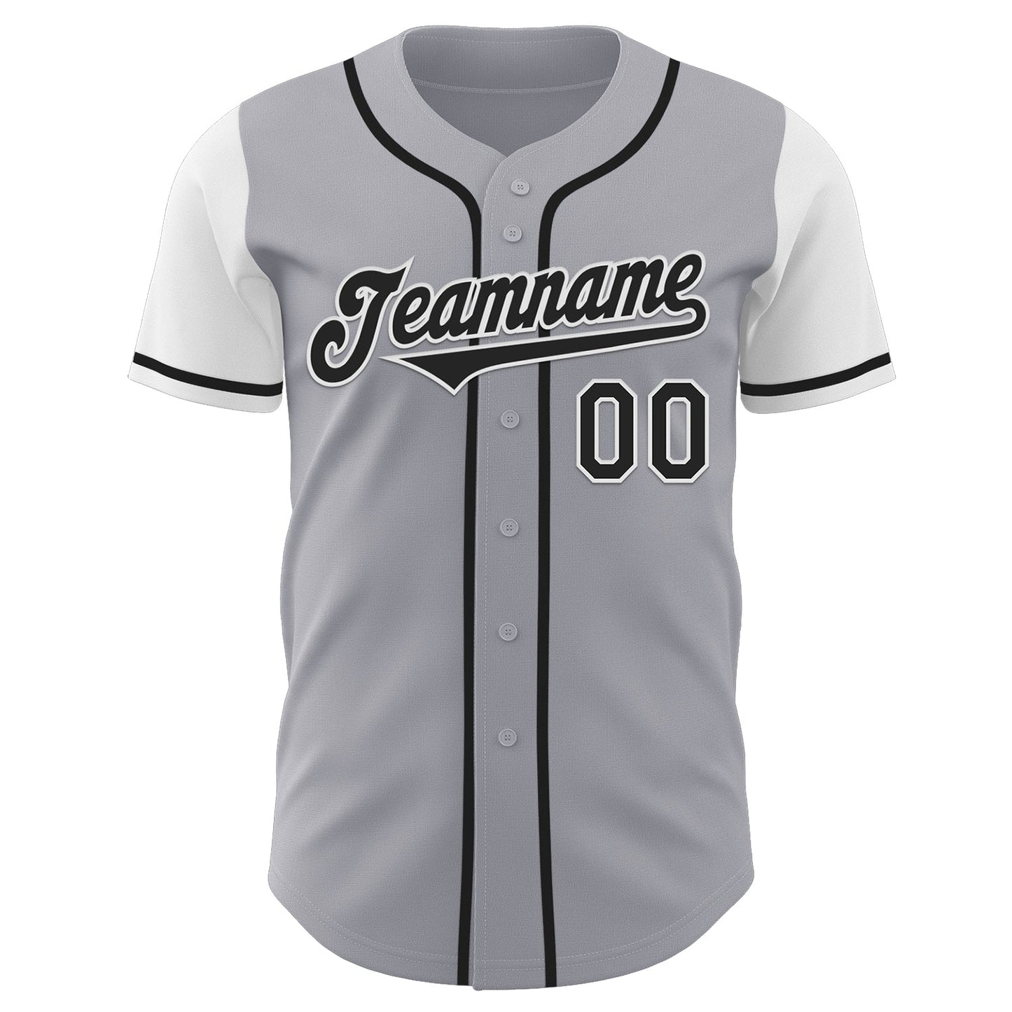 Custom Gray Black-White Authentic Two Tone Baseball Jersey view 2
