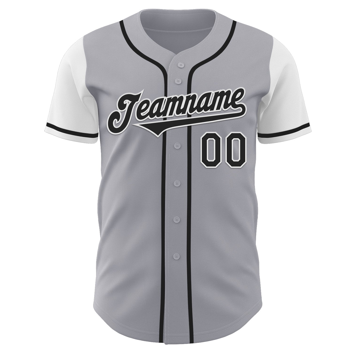 Custom Gray Black-White Authentic Two Tone Baseball Jersey view 2