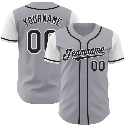 Custom Gray Black-White Authentic Two Tone Baseball Jersey - Main View