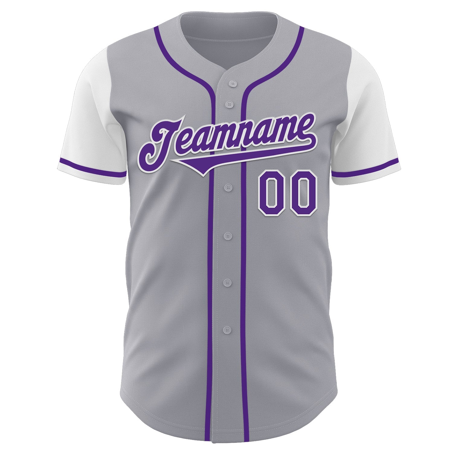Custom Gray Purple-White Authentic Two Tone Baseball Jersey view 2