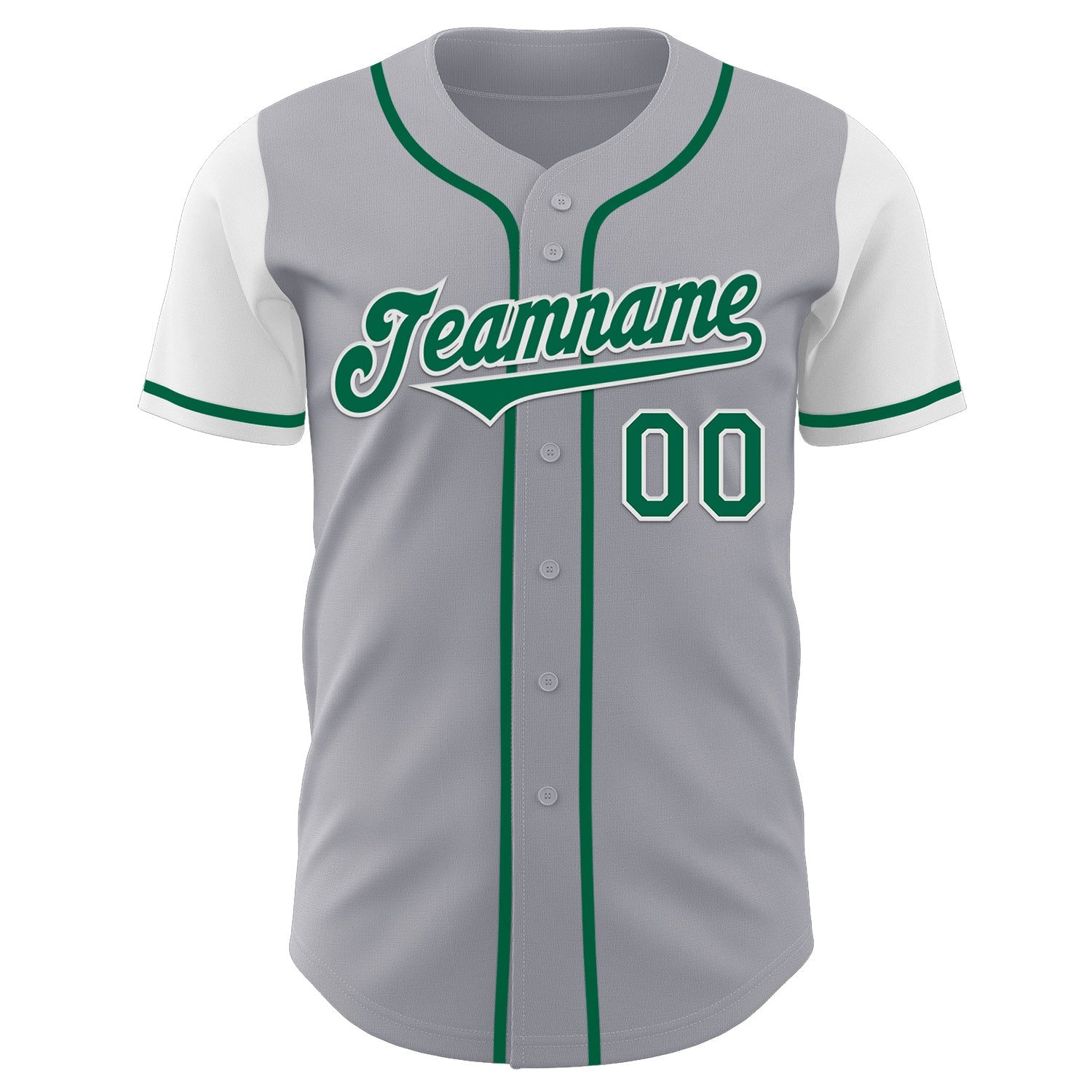 Custom Gray Kelly Green-White Authentic Two Tone Baseball Jersey view 2