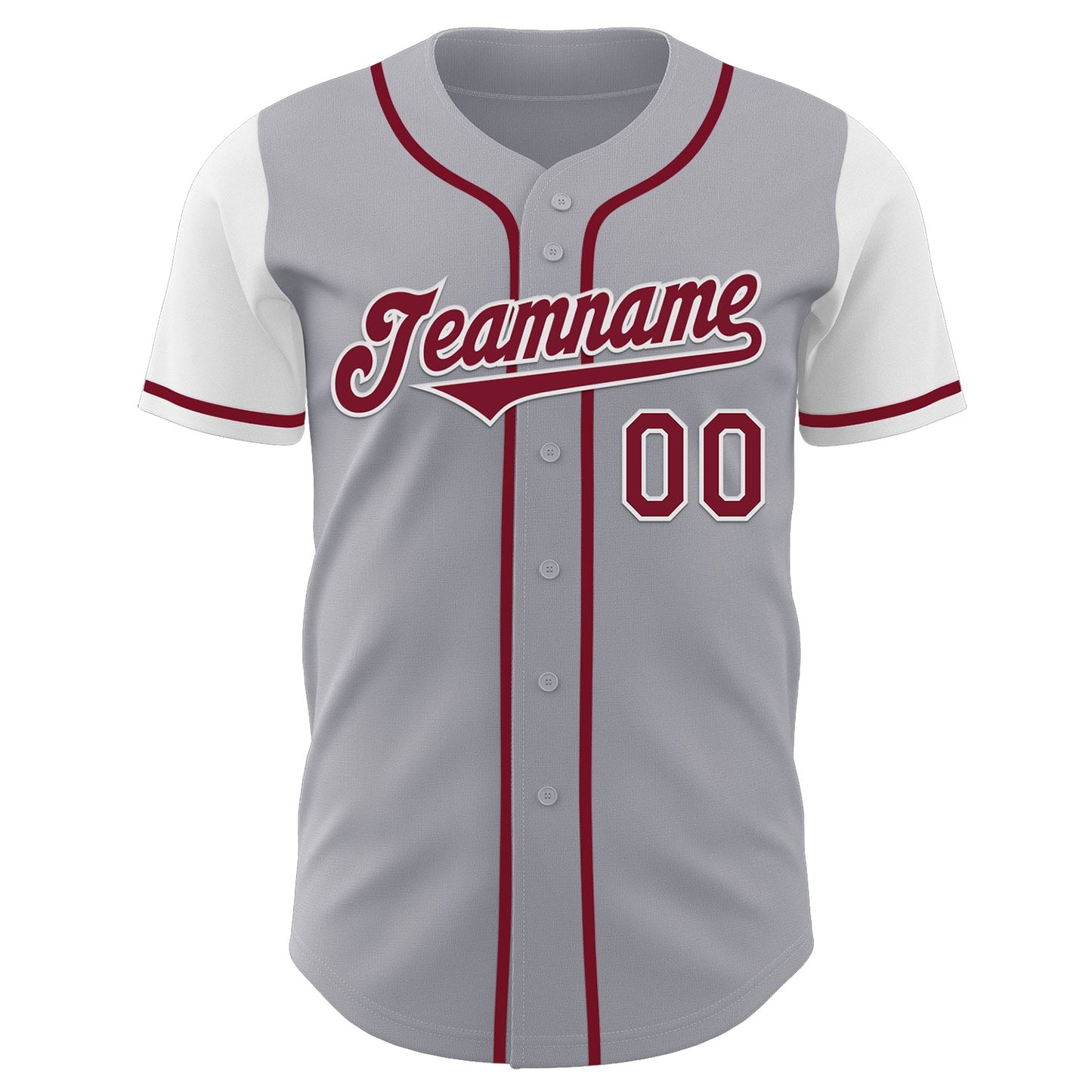 Custom Gray Crimson-White Authentic Two Tone Baseball Jersey view 2